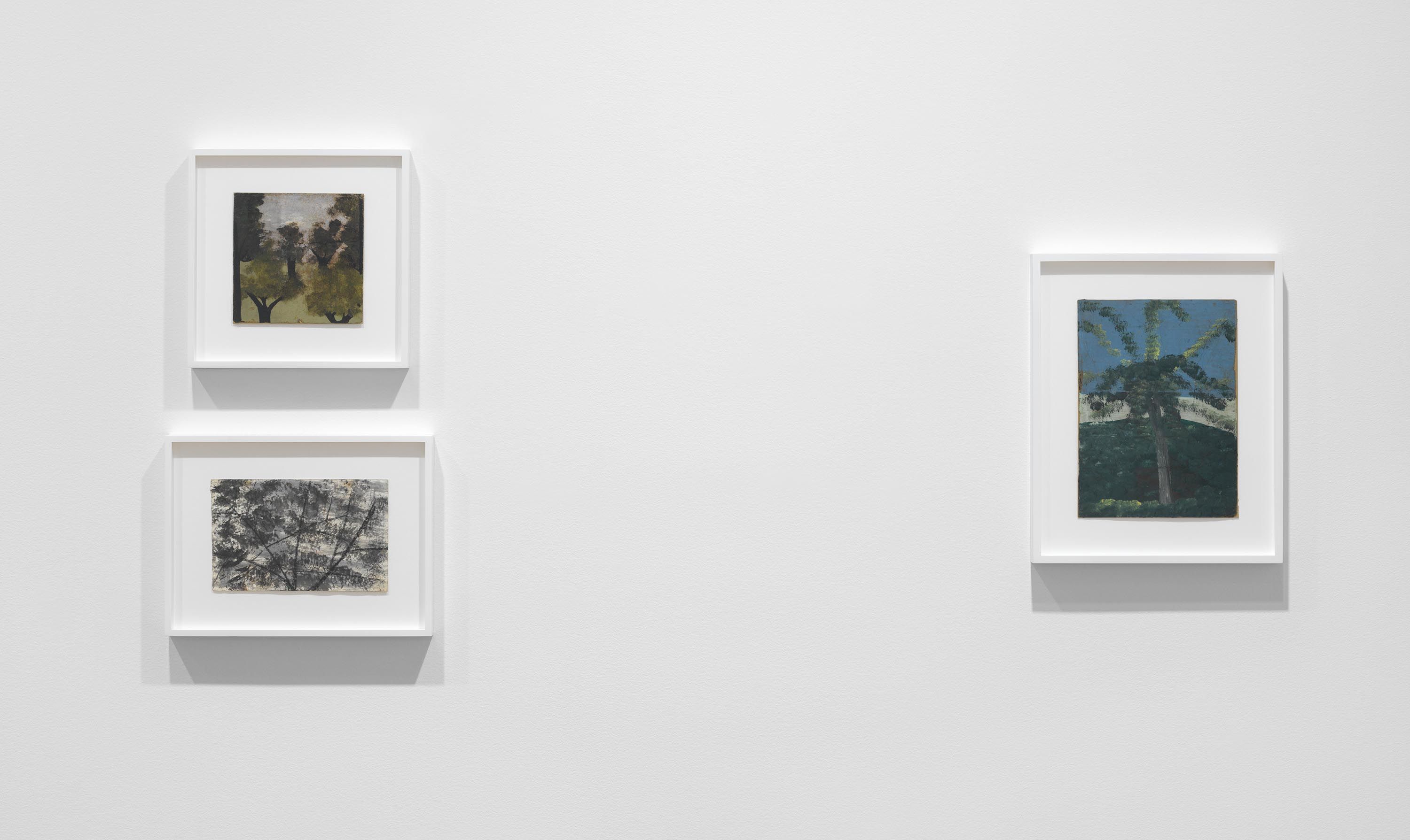 An installation view of the exhibition, By Land, Air, Home, and Sea: The World of Frank Walter, at David Zwirner in New York, dated 2022.