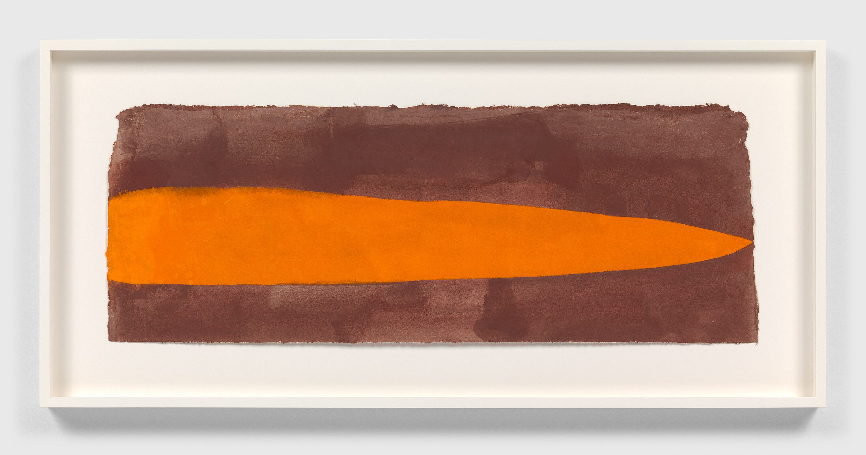 A watercolor on paper by Suzan Frecon, titled vermilion across, dated 2020.