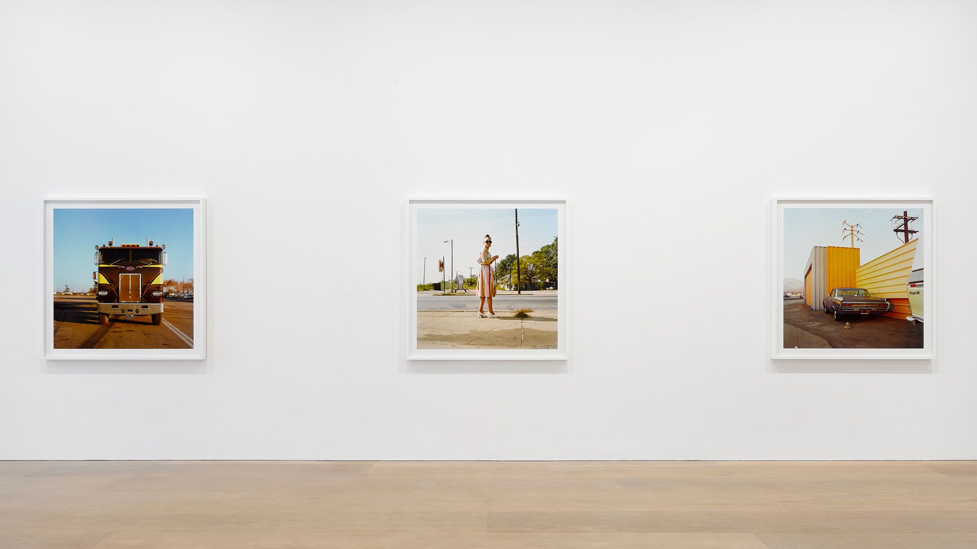 An installation view of William Eggleston's solo exhibition titled William Eggleston: 2 1/4 at David Zwirner, London, in 2019.