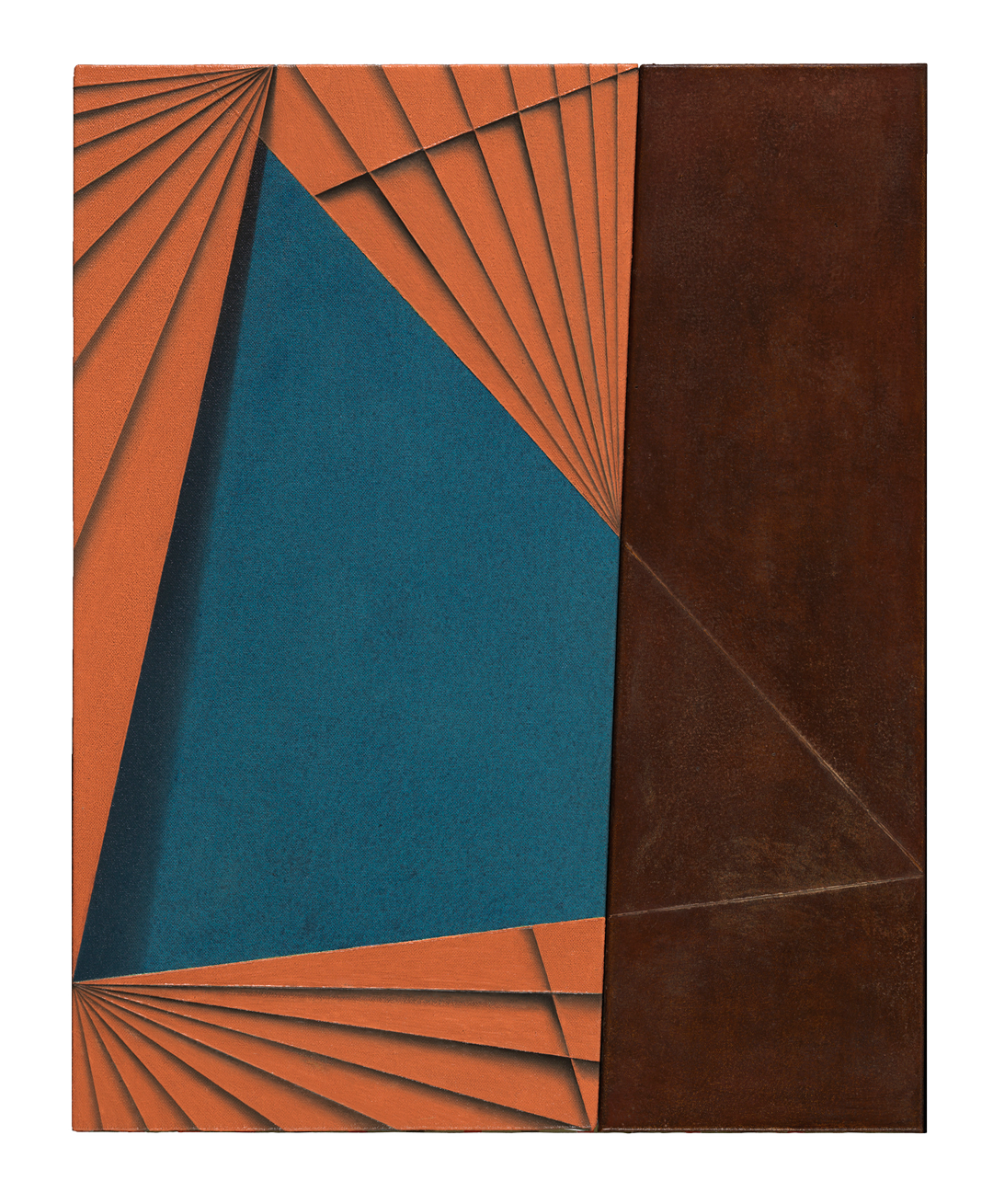 A painting by Tomma Abts, titled Theesko, dated 2019.