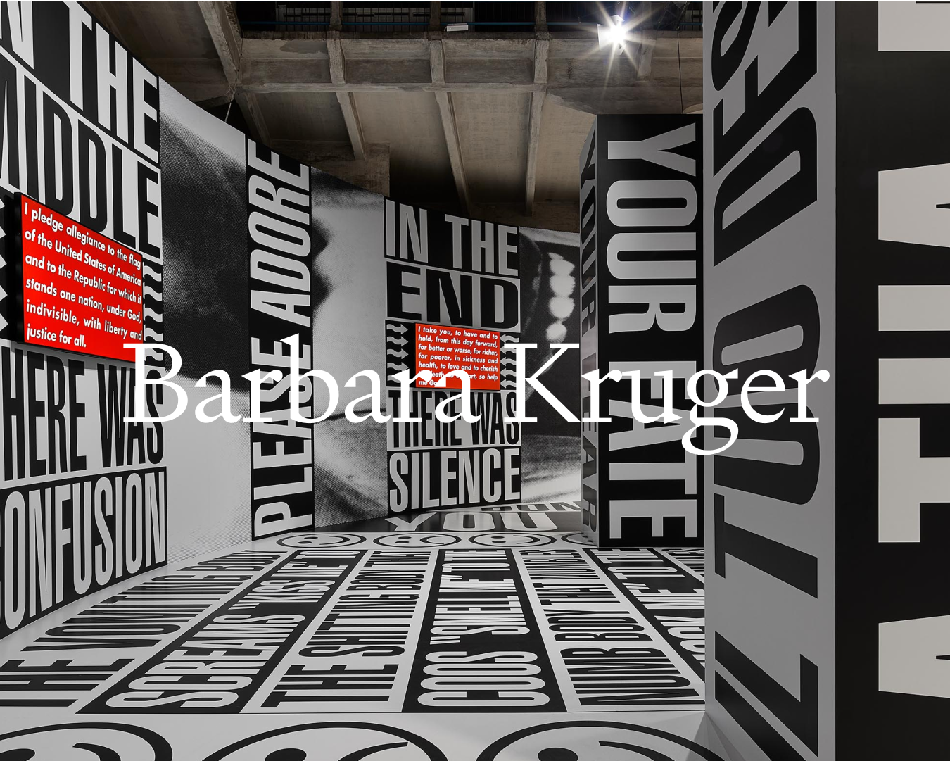 Image from Barbara Kruger's exhibition at The Milk of Dreams that links to the subpage of The Milk of Dreams