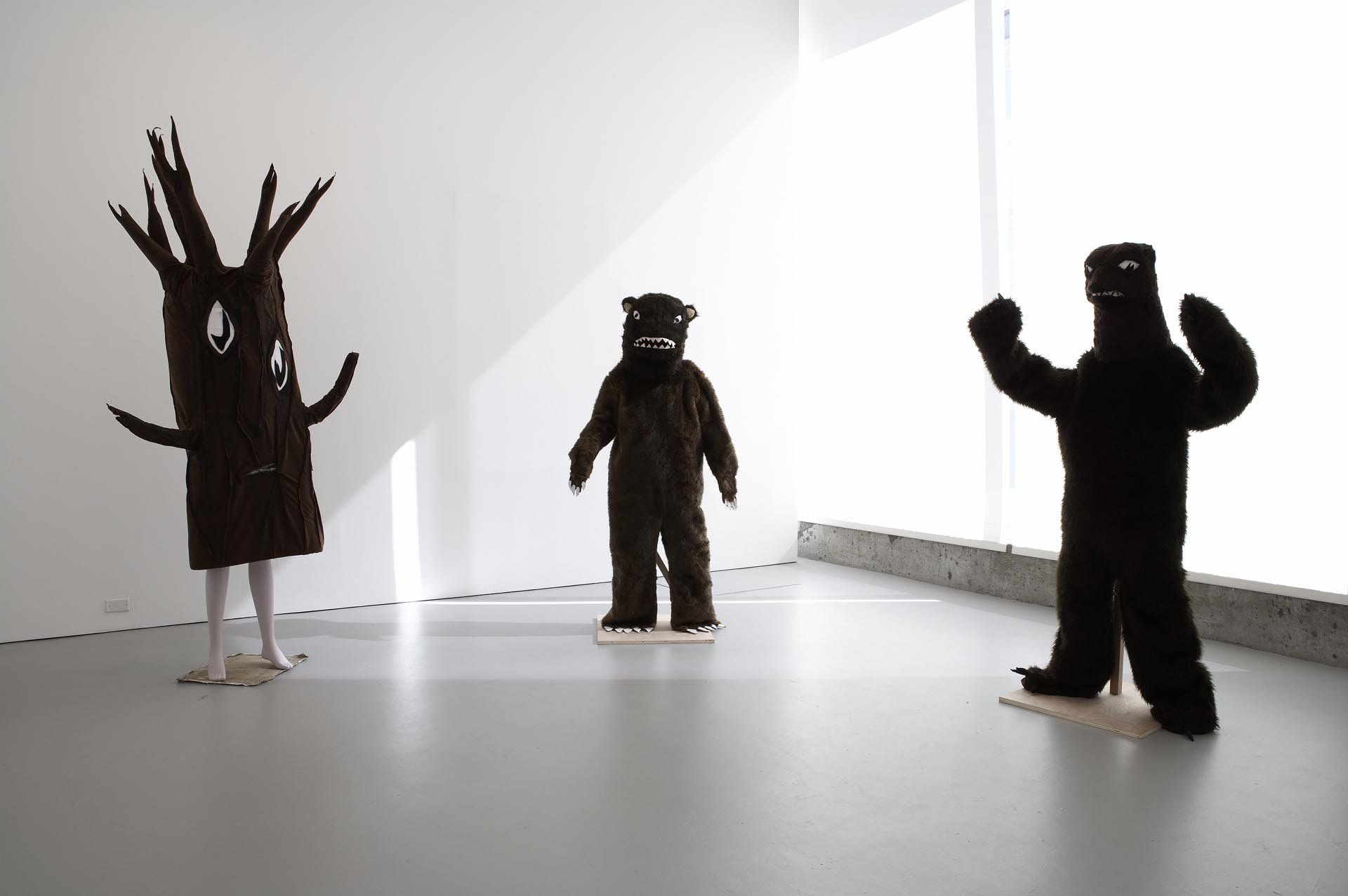 An installation view of the exhibition Marcel Dzama: The Course of Human History Personified, at David Zwirner New York, dated 2005.