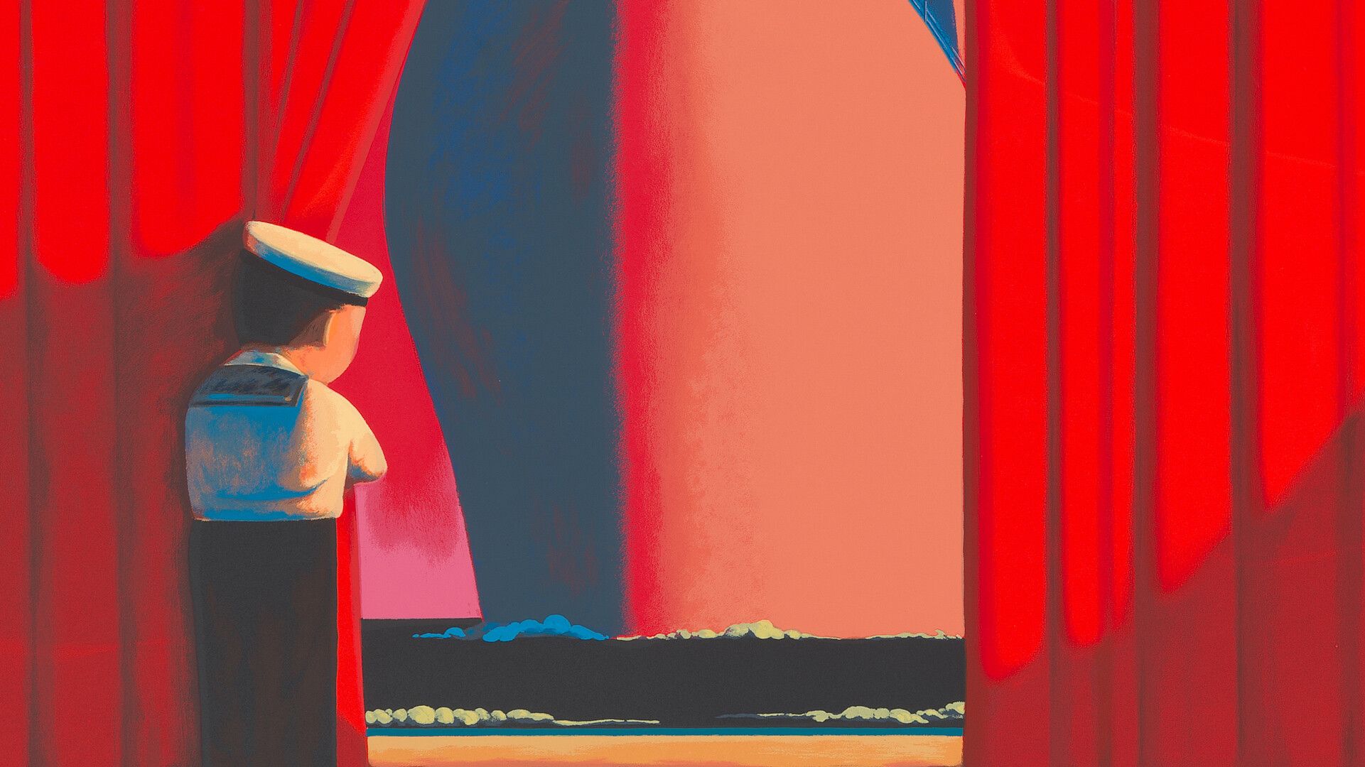 A detail of a screenprint by Liu Ye, titled R, dated 2009.
