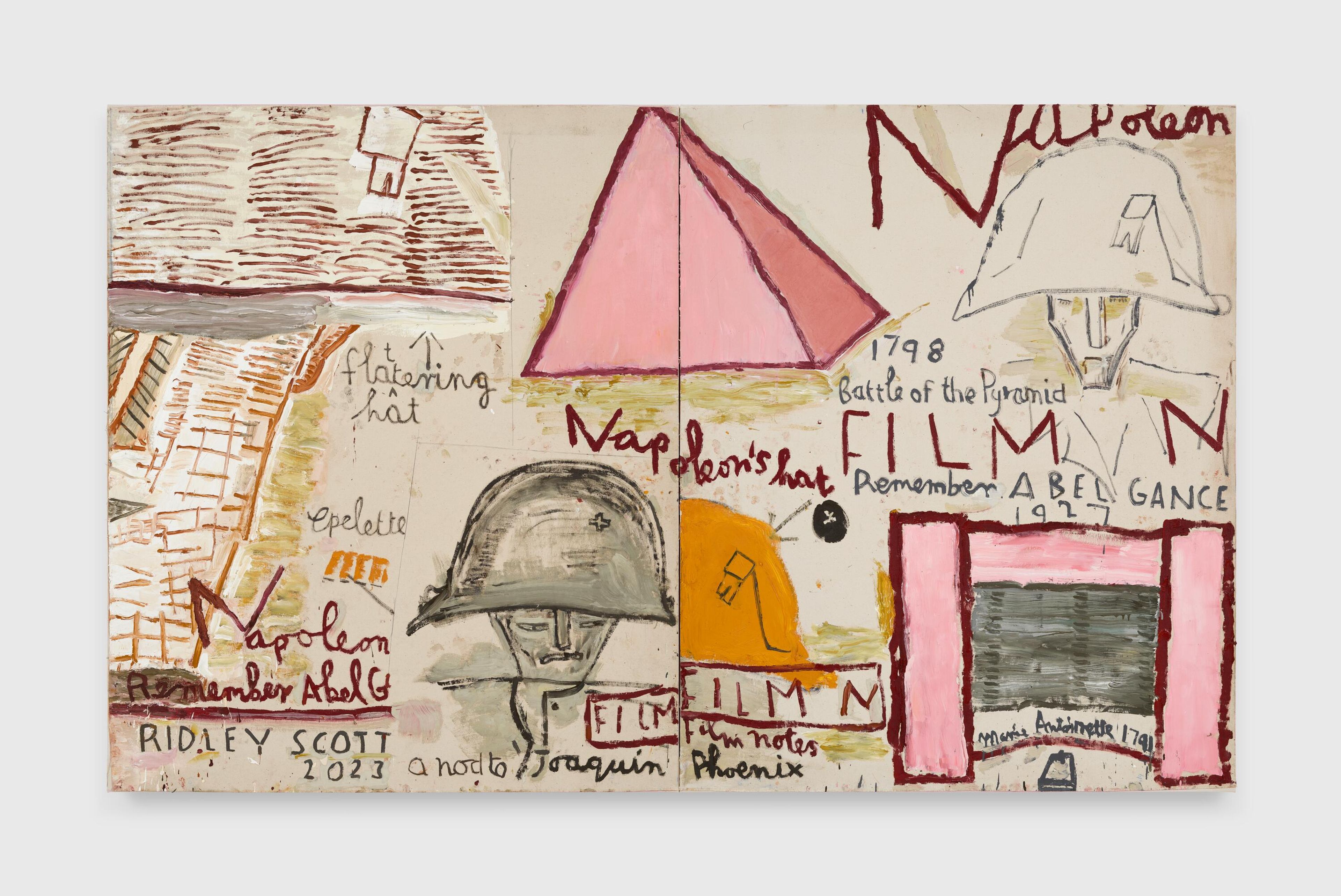 A painting by Rose Wylie, titled Napoleon (Film Notes), dated 2026.