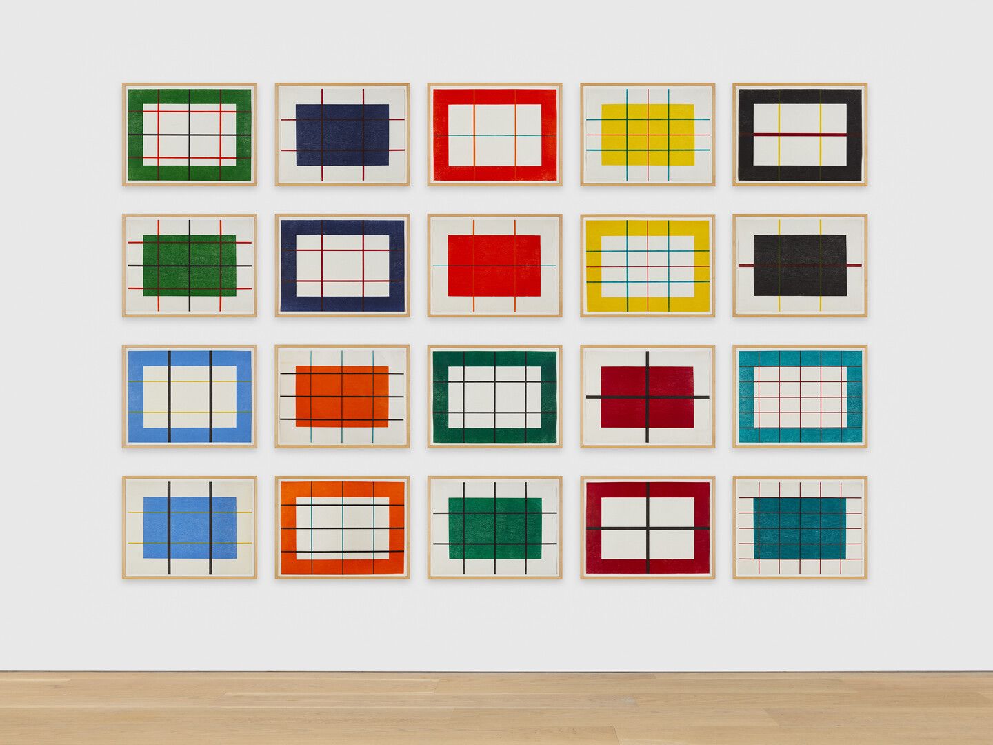 Set of twenty woodcuts in vibrant colors by Donald Judd, titled, Untitled 1992-1993/2020, dated 2020.
