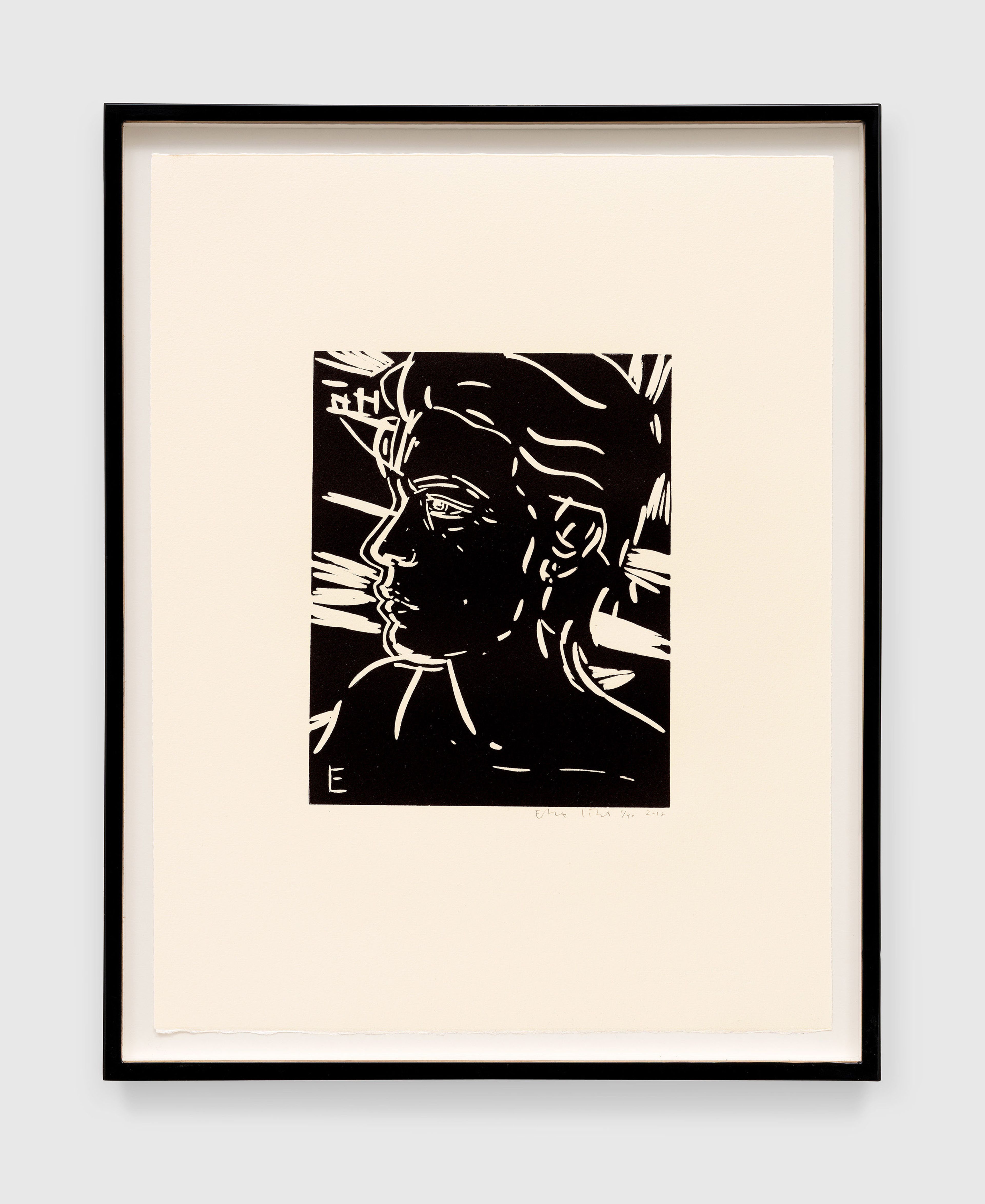 A print by Elizabeth Peyton, titled E (Self Portrait), dated 2018.