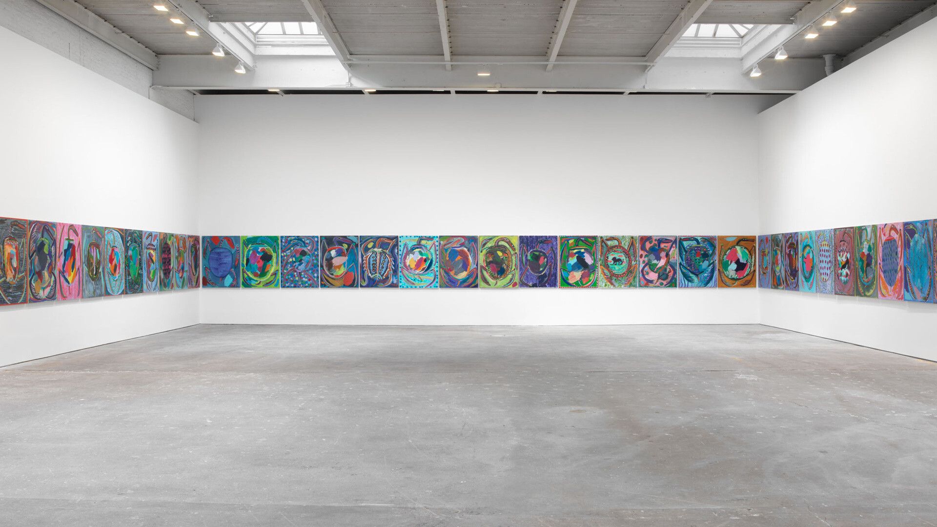 Installation view of the exhibition, Josh Smith: Emo Jungle, at David Zwirner, New York, dated 2019.