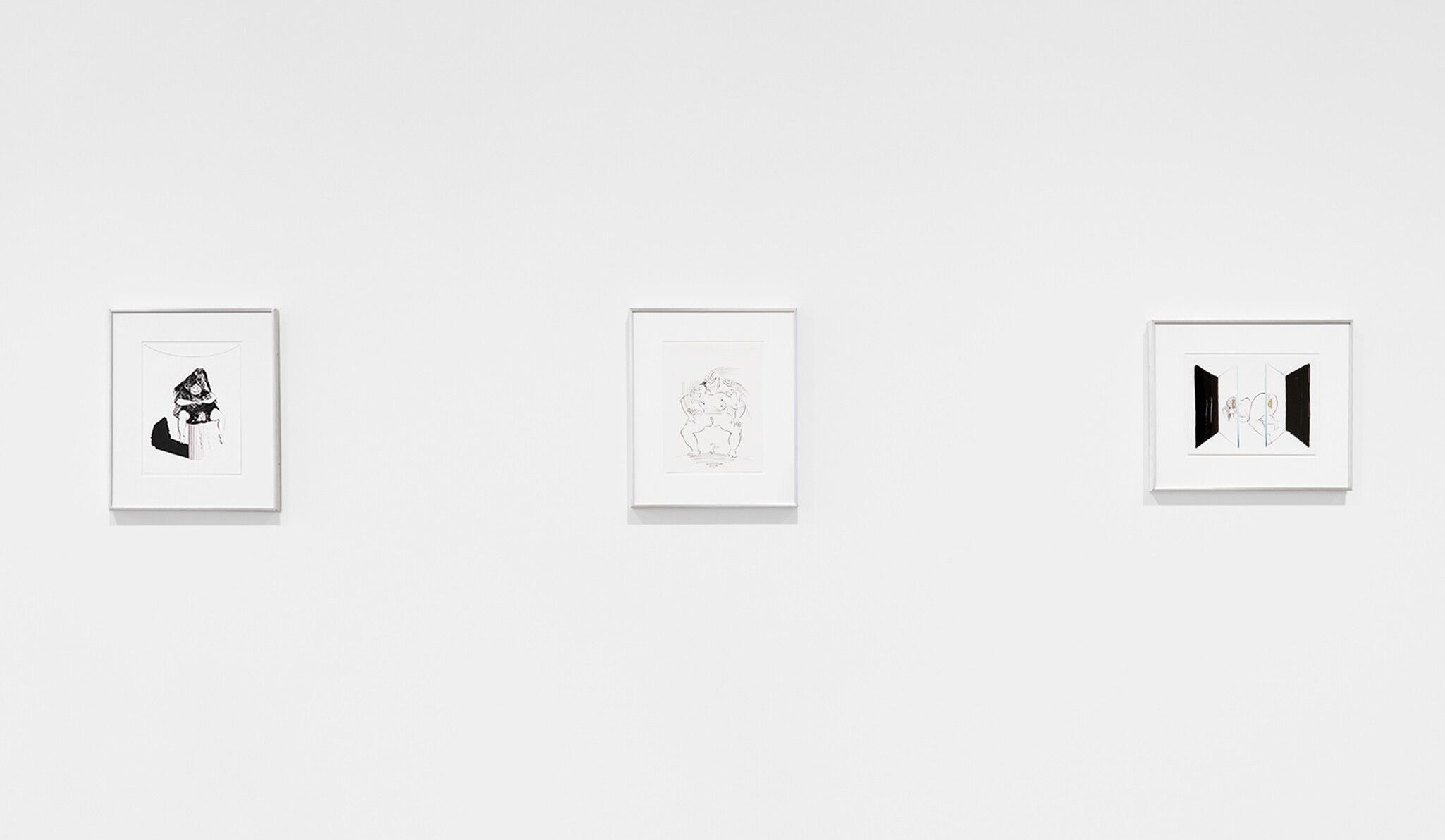 An installation view of an exhibition titled Ebecho Muslimova: Fatebe Digest at David Zwirner, London, in 2021.
