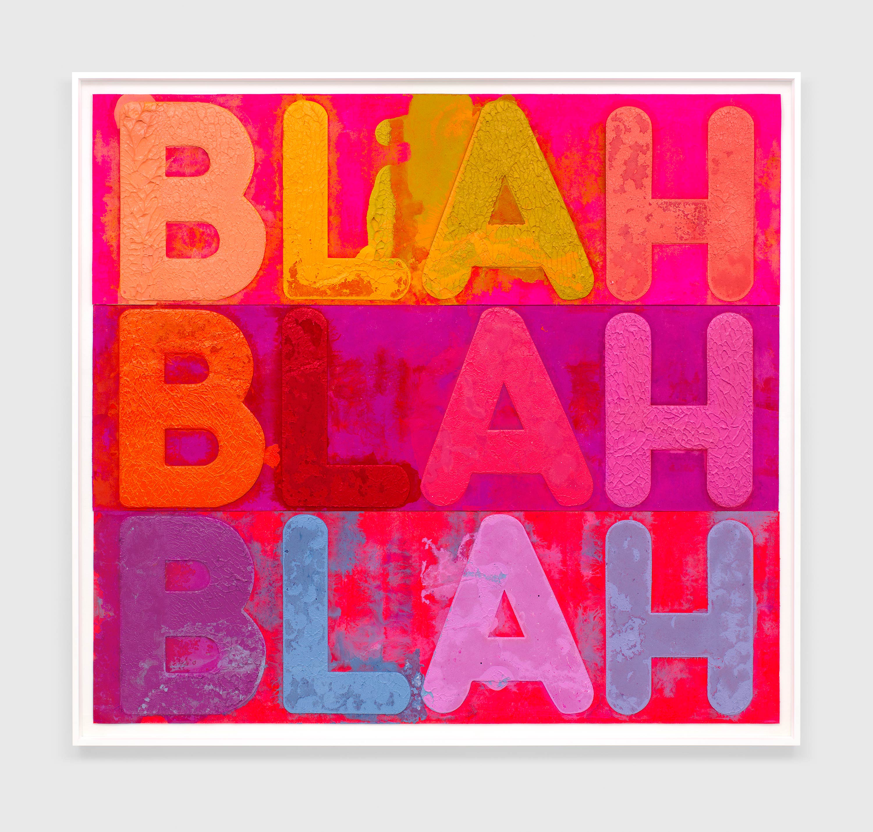 A mixed media artwork by Mel Bochner, titled Blah, Blah, Blah, dated 2021.