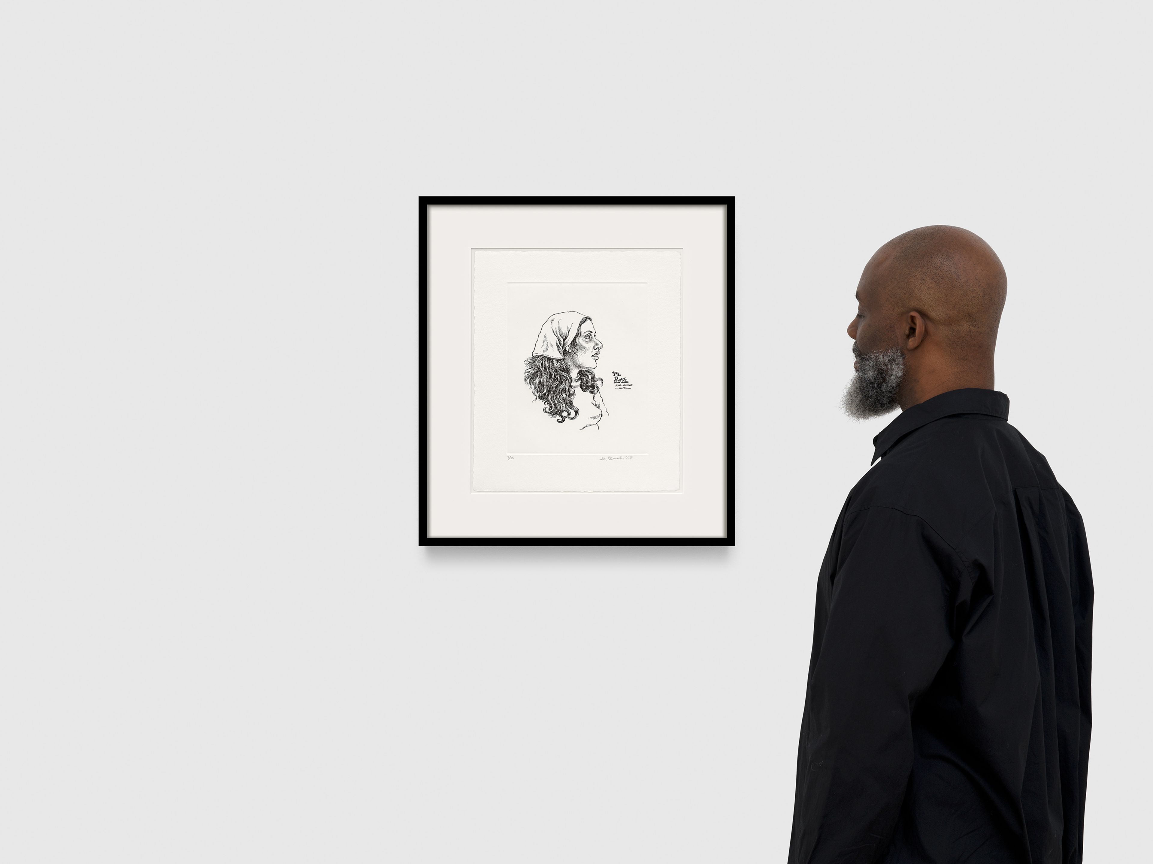 A work on paper by R. Crumb, titled Aline (Profile), dated 2025.