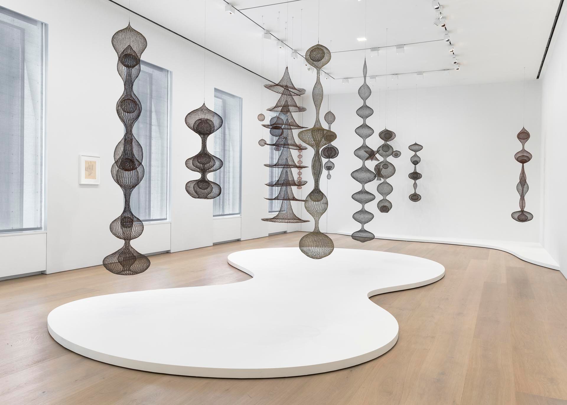 Installation view of the exhibition Ruth Asawa, at David Zwirner New York, dated 2017.