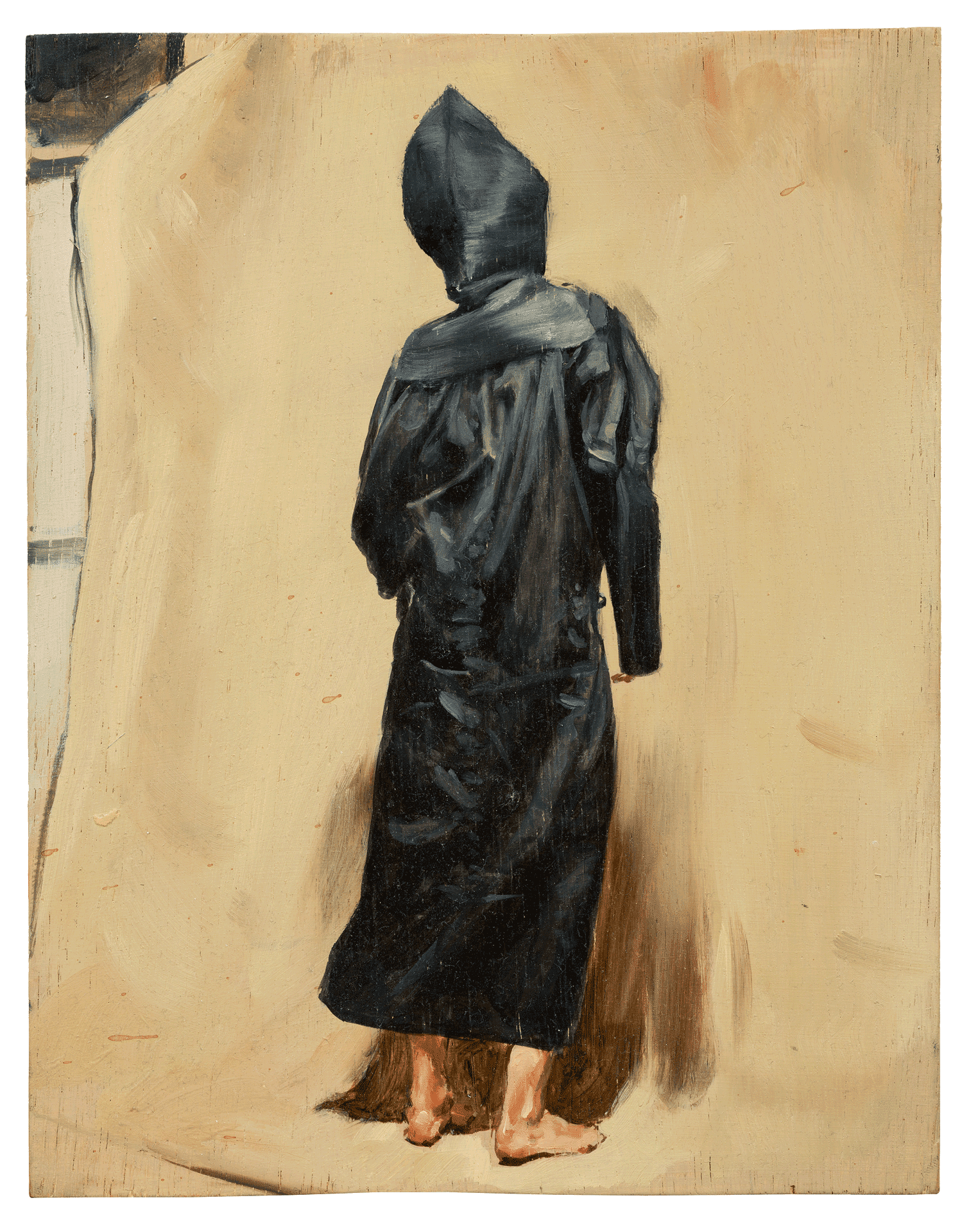 A painting by Michaël Borremans, titled Black Mould / Pogo, dated 2015.
