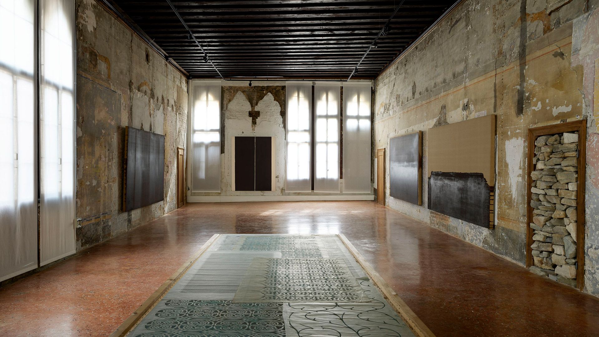 Installation view of the exhibition, Yun Hyong-keun: A retrospective, at Palazzo Fortuny, Venice, dated 2019