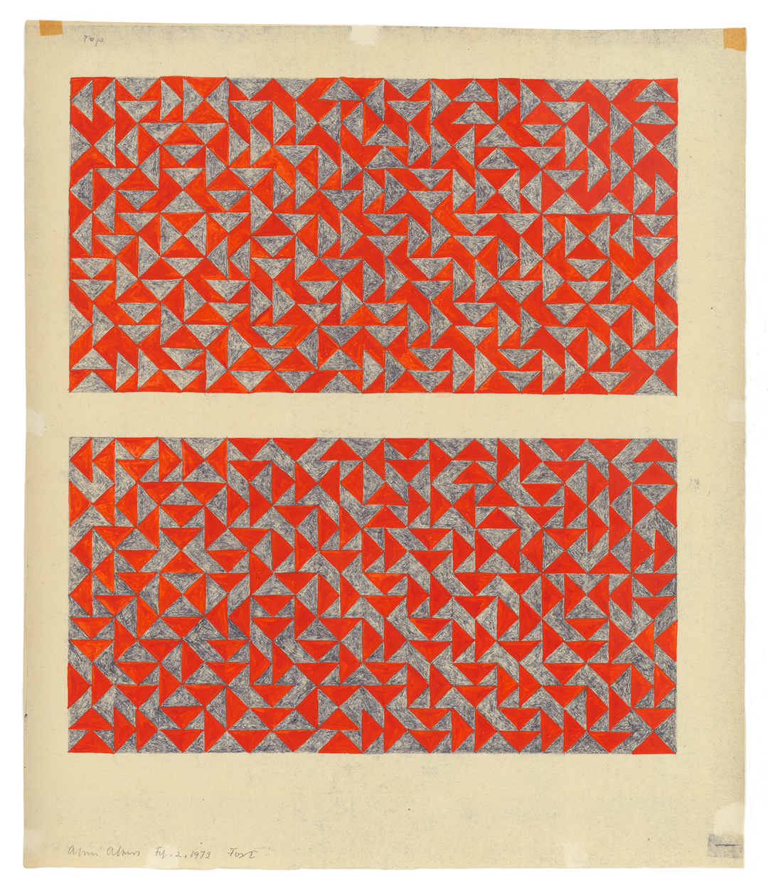 A gouache and diazotype work on paper by Anni Albers, titled Fox I, dated 1972.