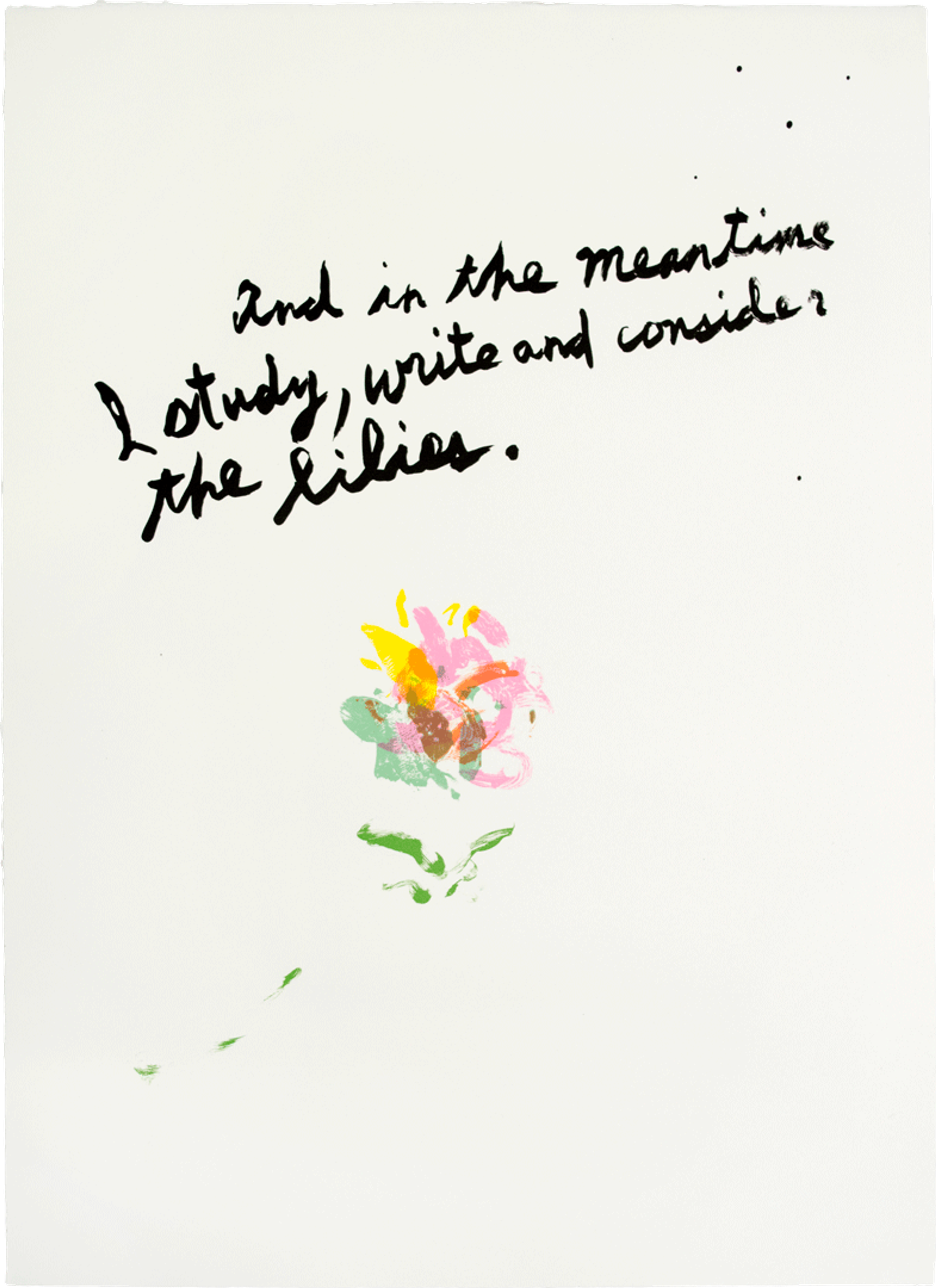 A lithograph on paper by Raymond Pettibon, titled, No Title (And in the...), dated 2018.