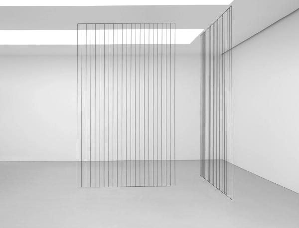 Fred Sandback — Untitled (Sculptural Study, Two-part Vertical Construction)