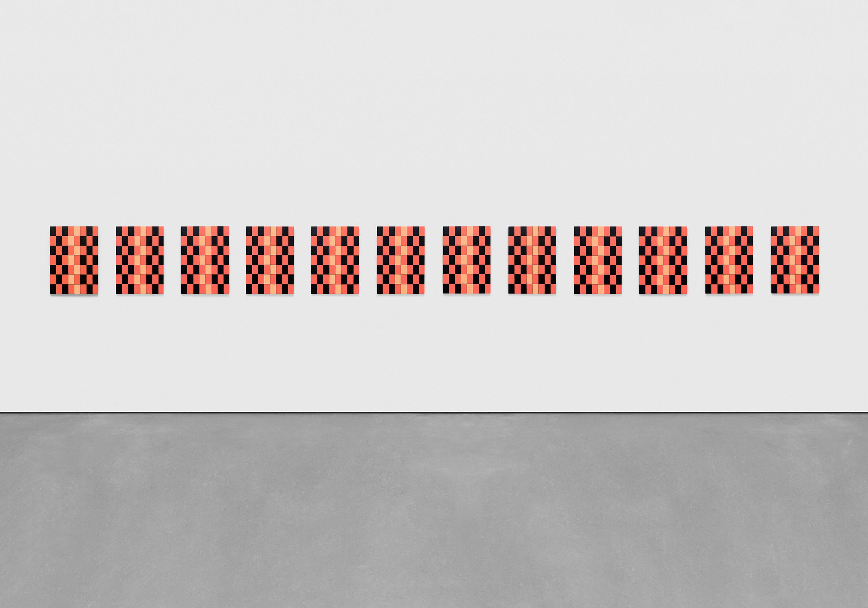 A painting by Sherrie Levine, titled Rectangle Paintings: 1-12, dated 2023.