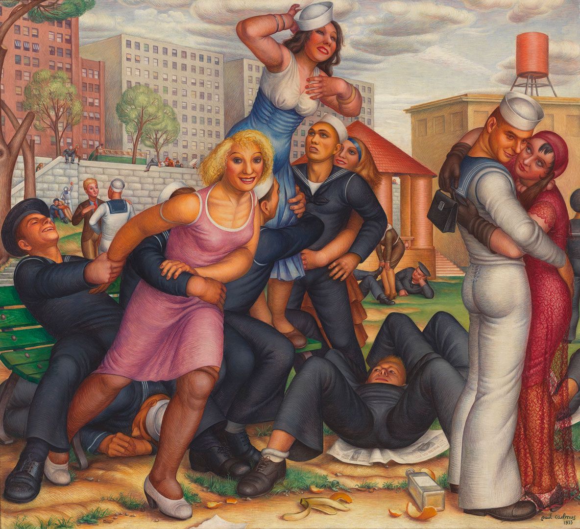 A painting by Paul Cadmus, titled Shore Leave, dated 1933.