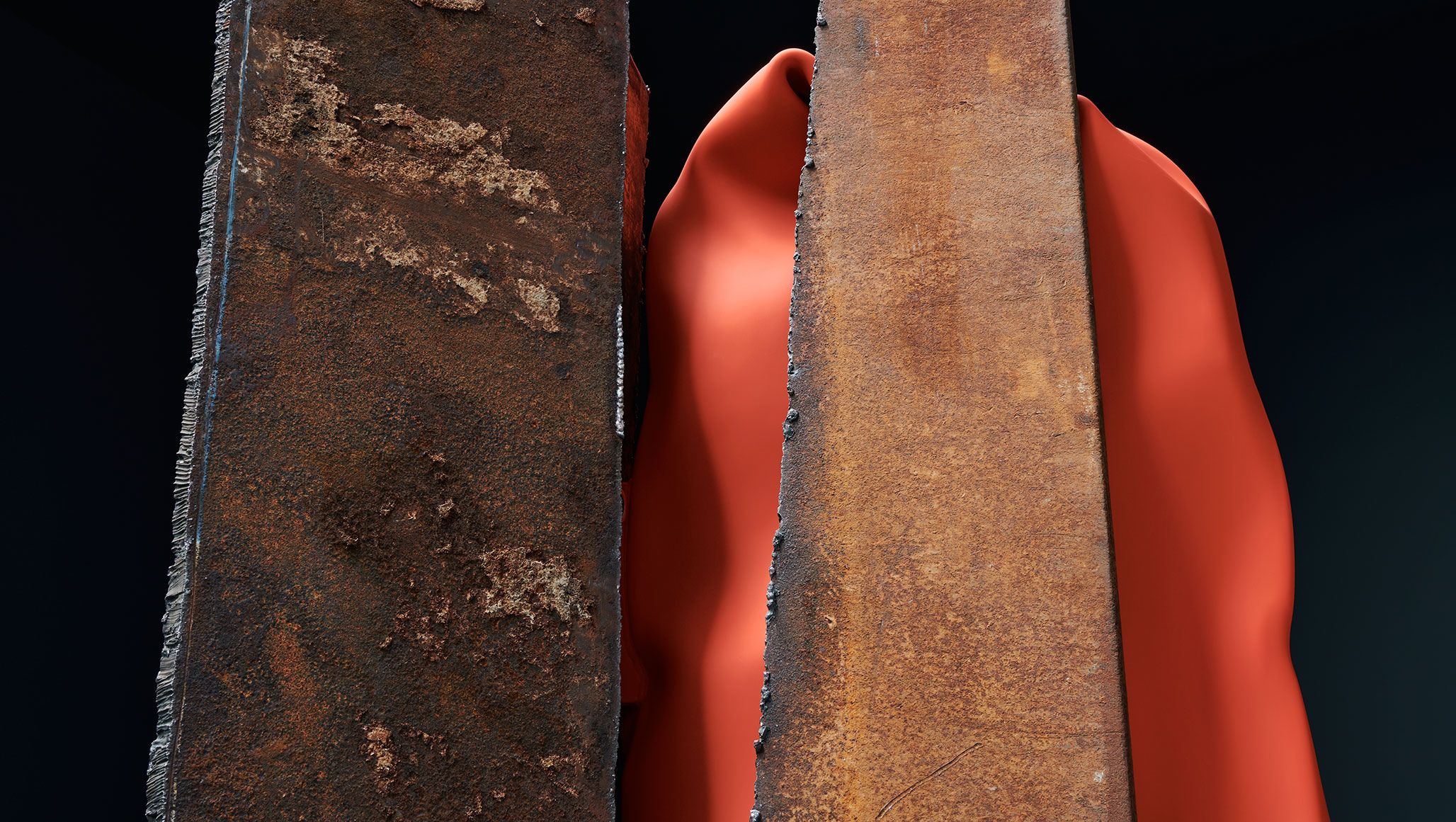 An installation view of an exhibition by Carol Bove, titled Chimes at Midnight, at David Zwirner, New York, in 2021.