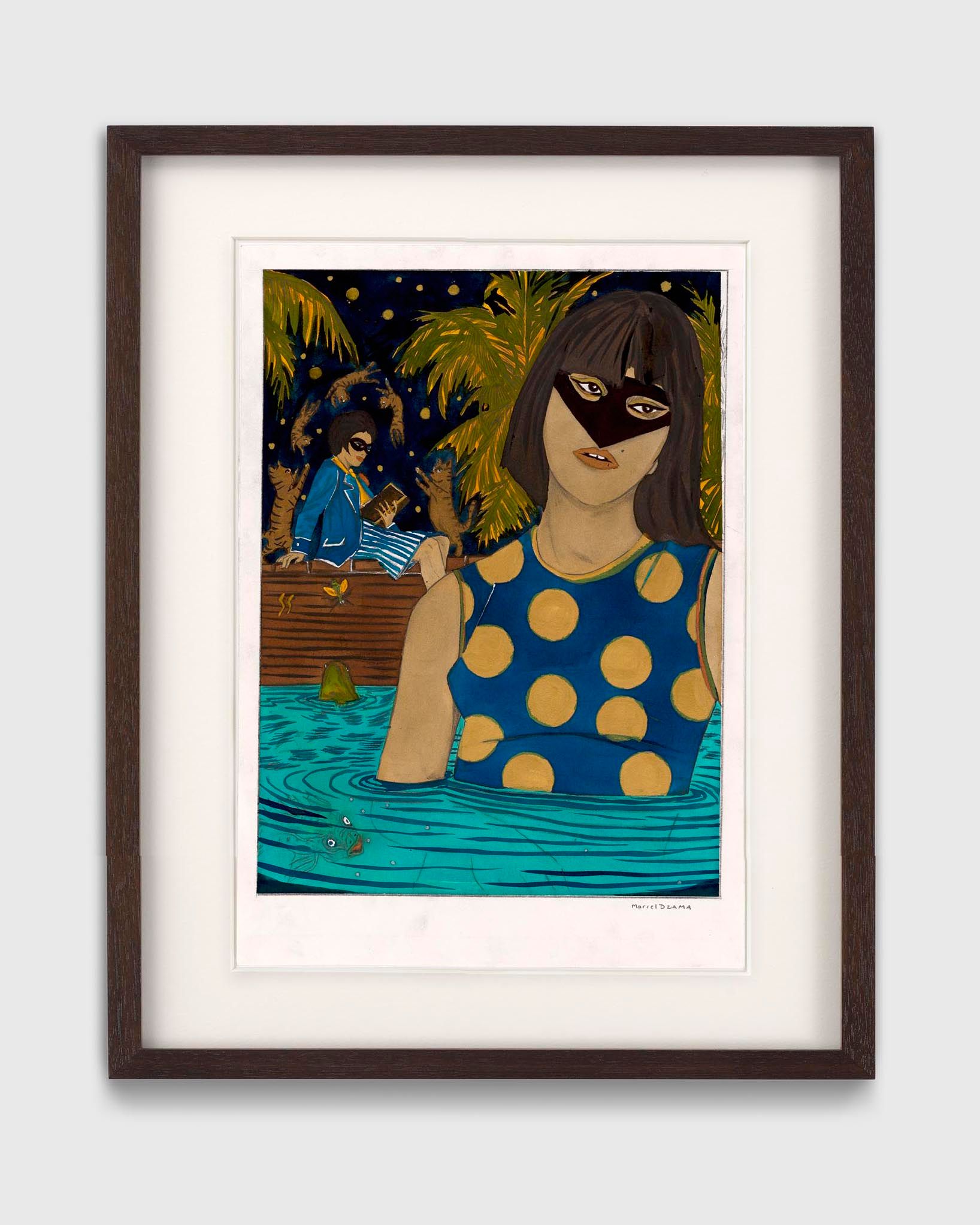 A work on paper by Marcel Dzama, titled I'm on my time with everyone, dated 2022.