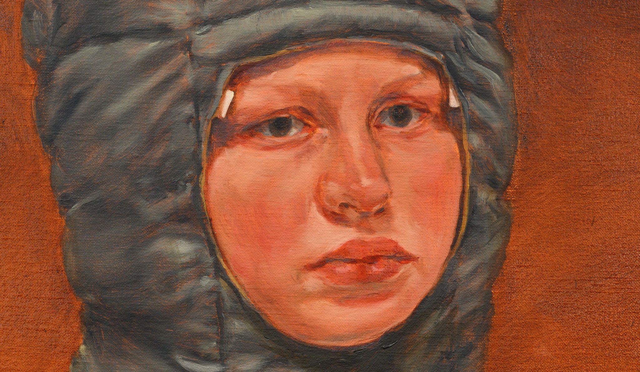 A detail of a painting by Michaël Borremans titled The Apprentice, dated 2022
