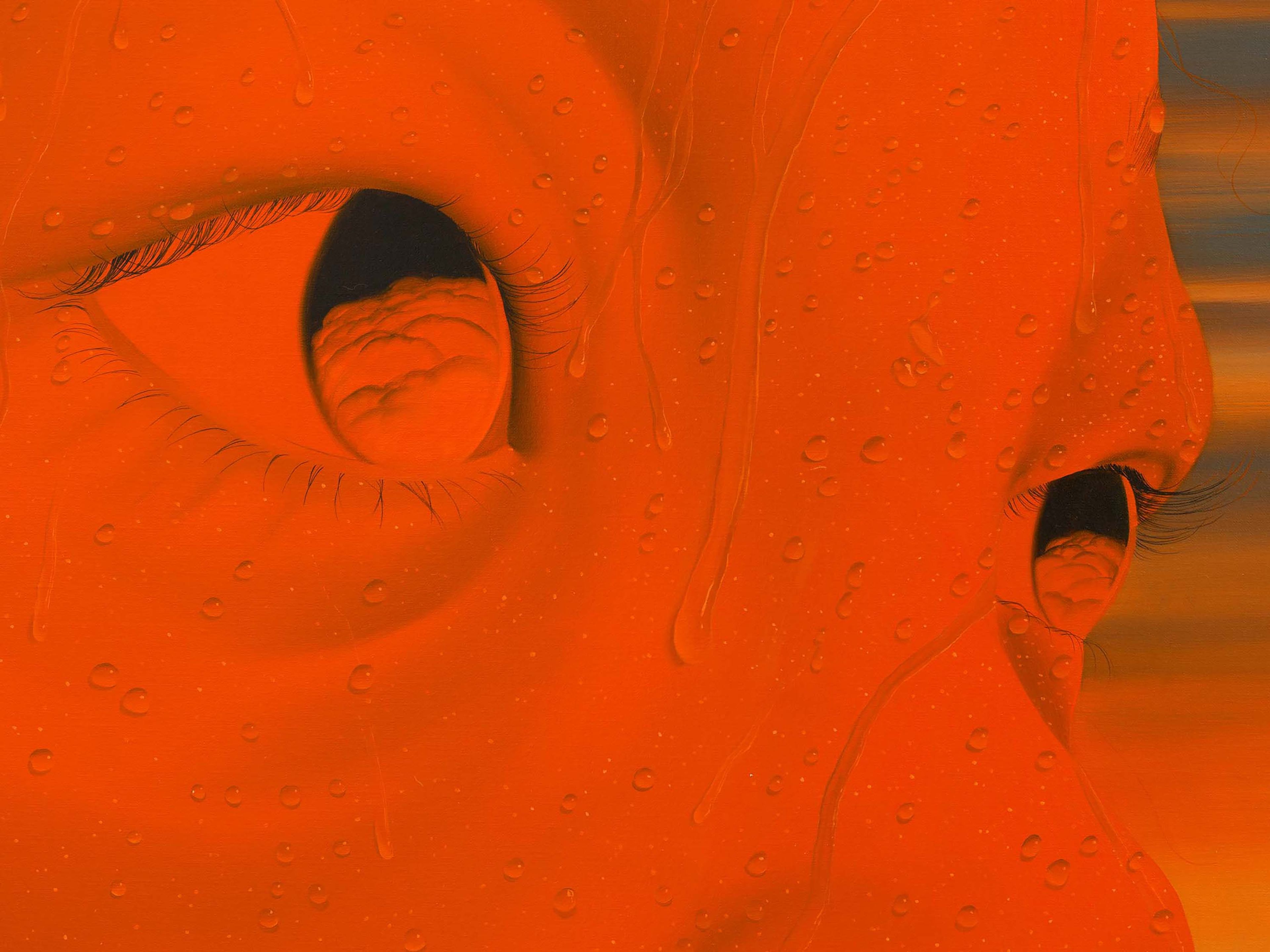 A detail from a painting by Sasha Gordon, titled Flame Like Blush, dated 2024.