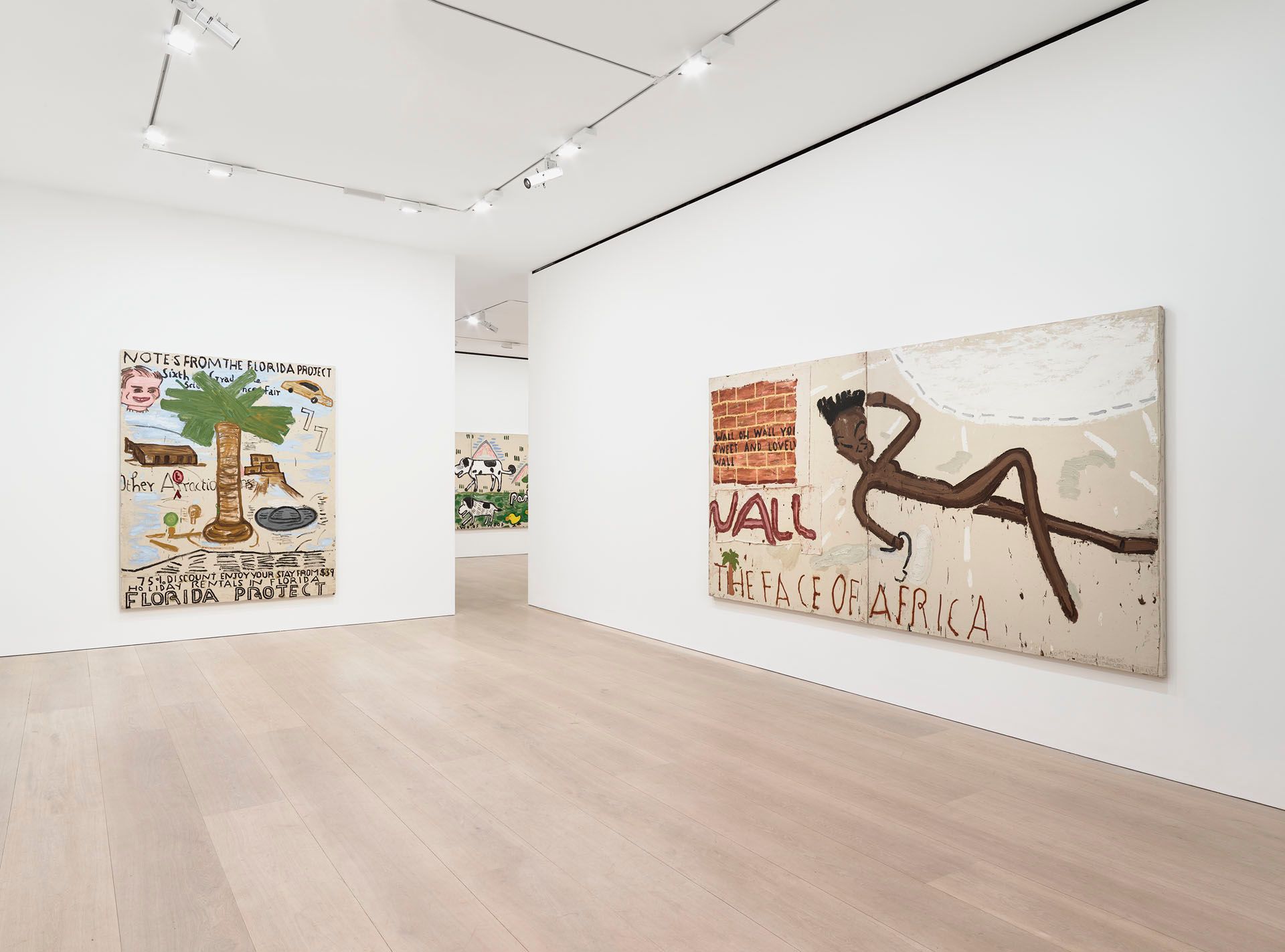 Installation view of Rose Wylie: Lolita’s House, at David Zwirner in London, dated 2018.
