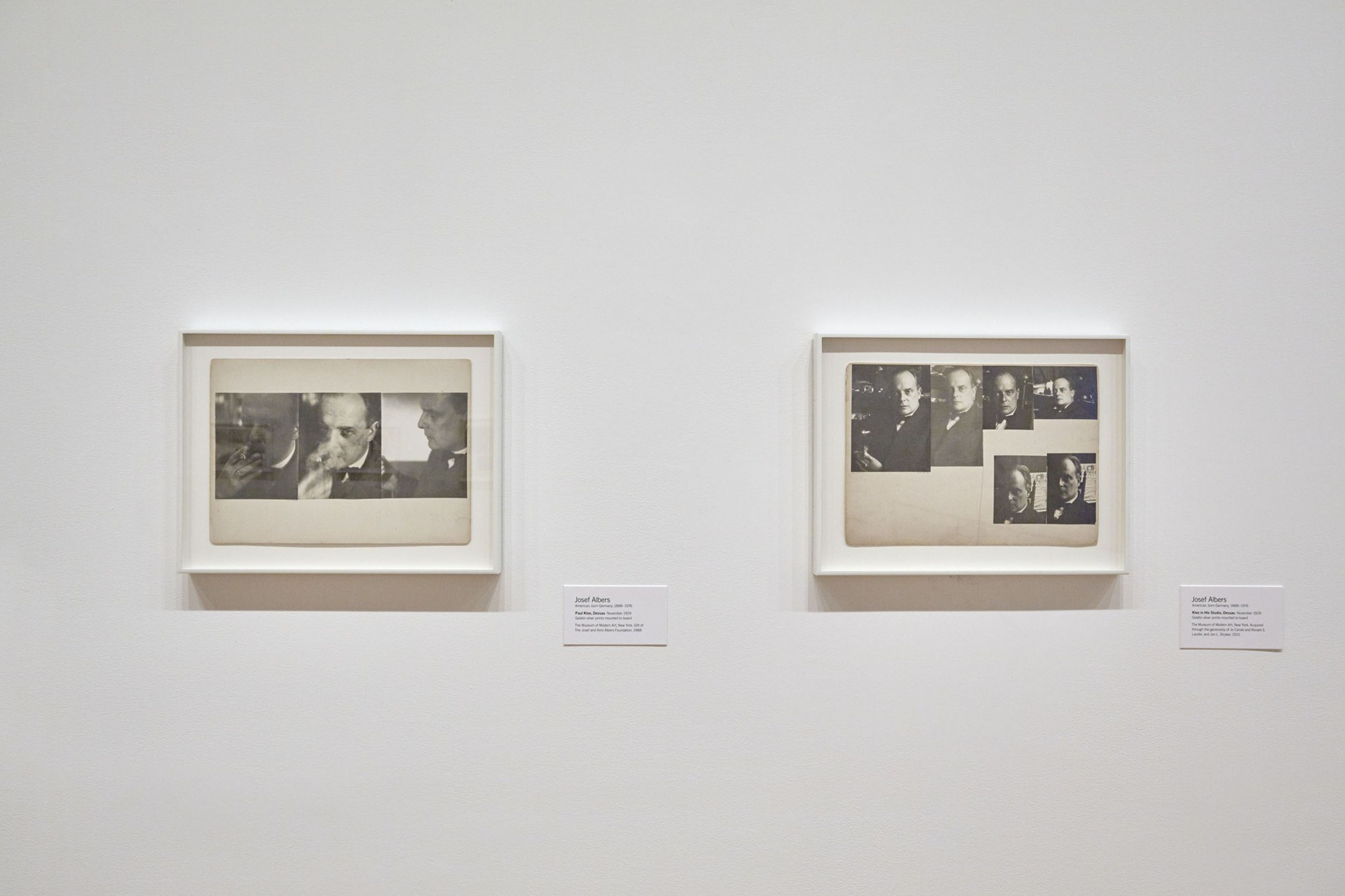 Installation view of the exhibition One and One Is Four: The Bauhaus Photocollages of Josef Albers¬†at The Museum of Modern Art, dated 2016 to 2017.