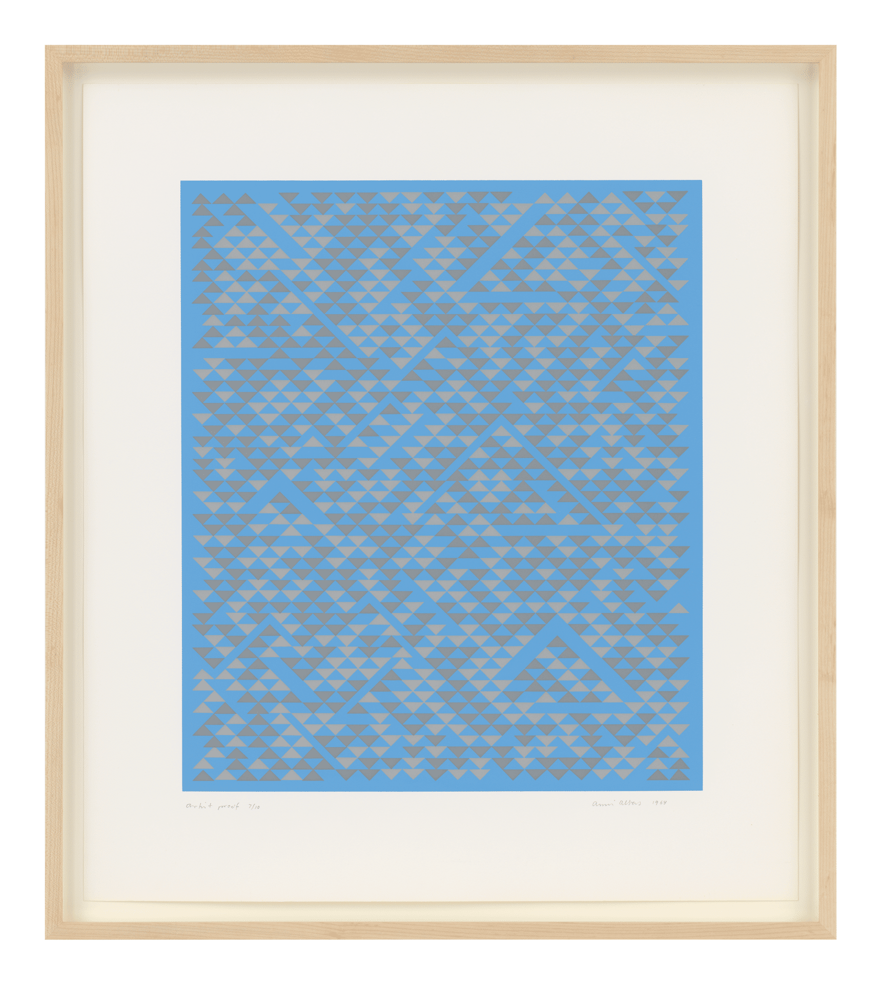 A work on paper by Anni Albers, titled A, dated 1968