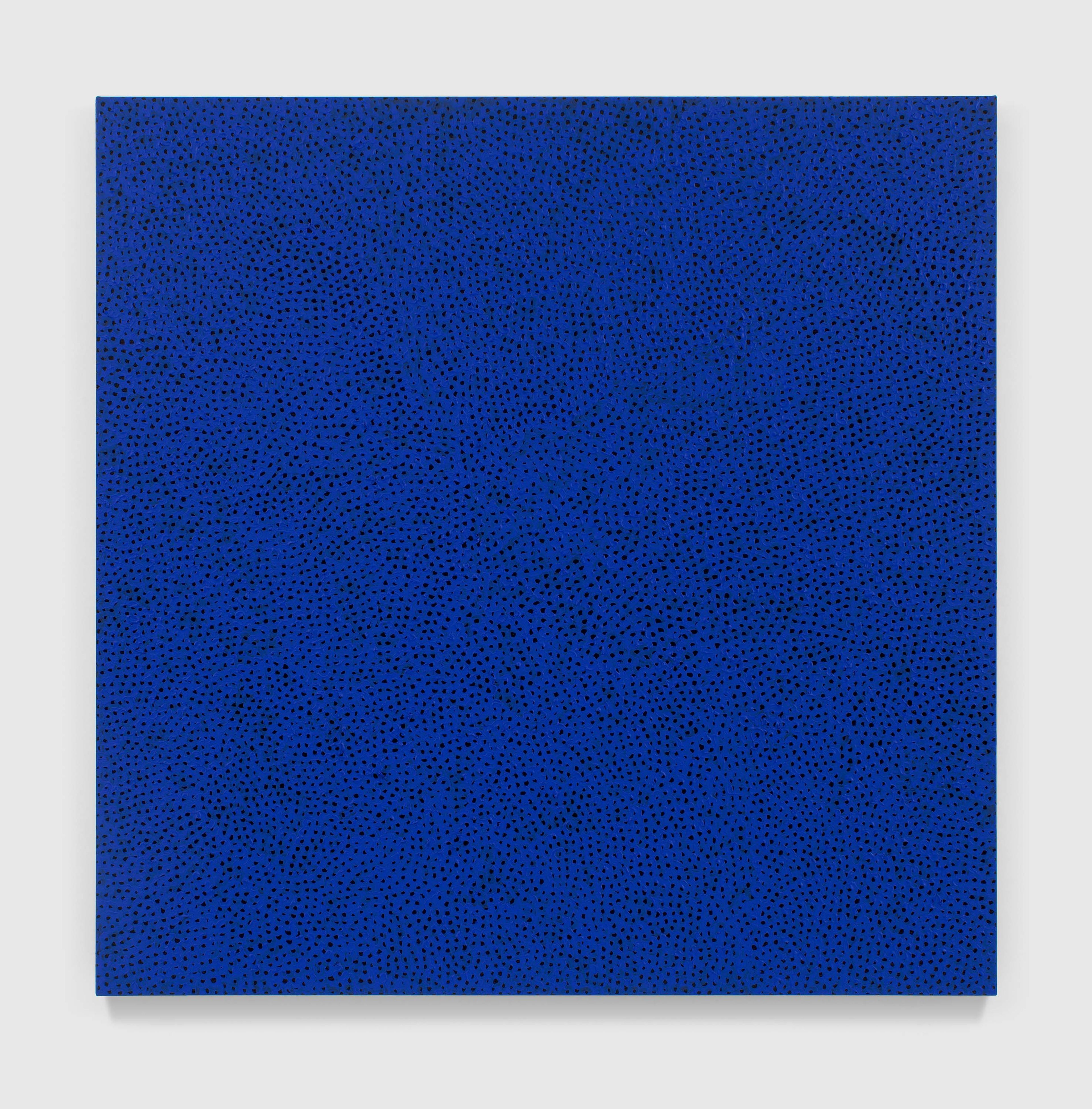 A painting by Yayoi Kusama, titled INFINITY-NETS [LRZXN], dated 2019.