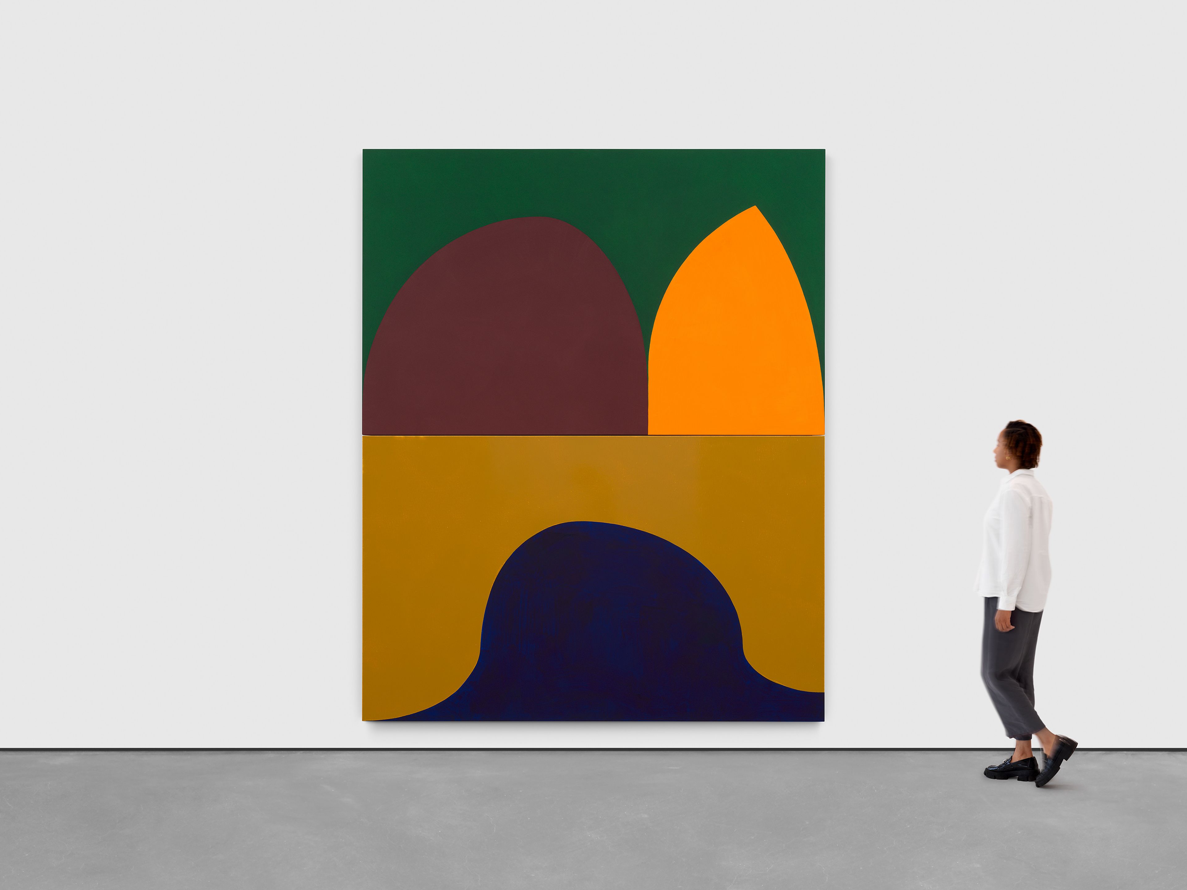 A painting by Suzan Frecon, titled cathedral for the mourning warbler, dated 2024.