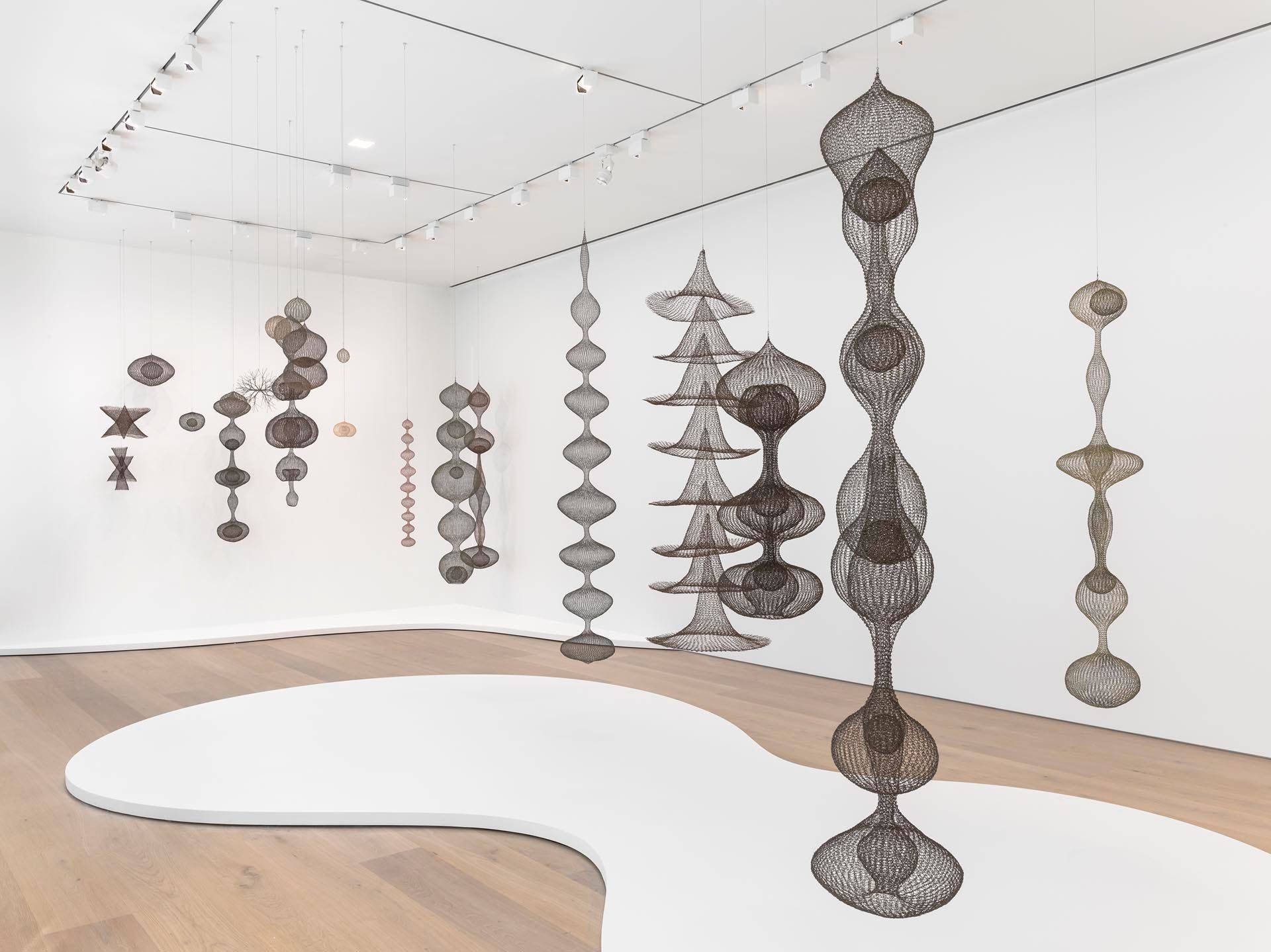 Installation view of the exhibition Ruth Asawa, at David Zwirner New York, dated 2017.