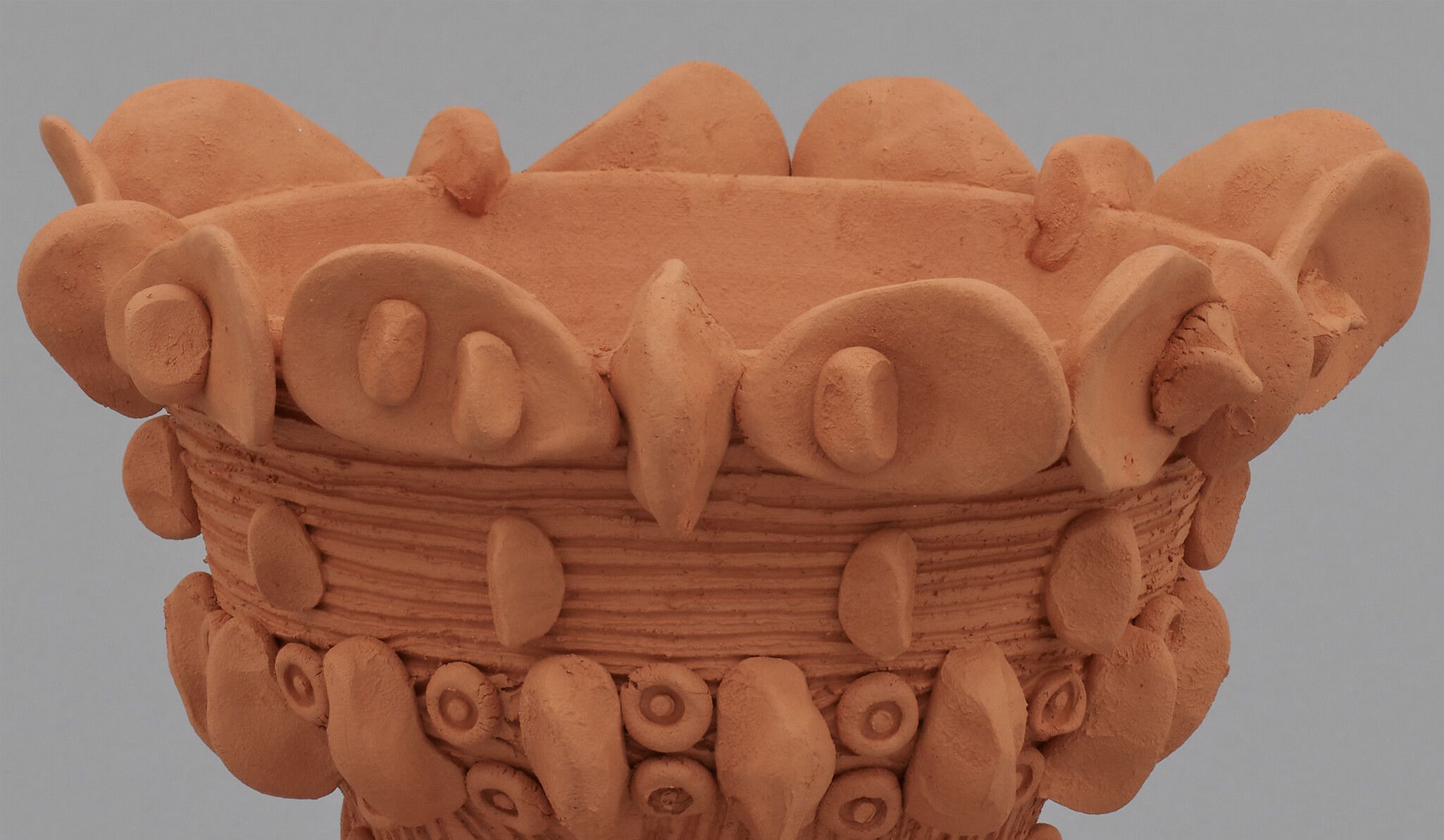 A detail of a sculpture by Shio Kusaka titled (Jomon study 7), dated 2021