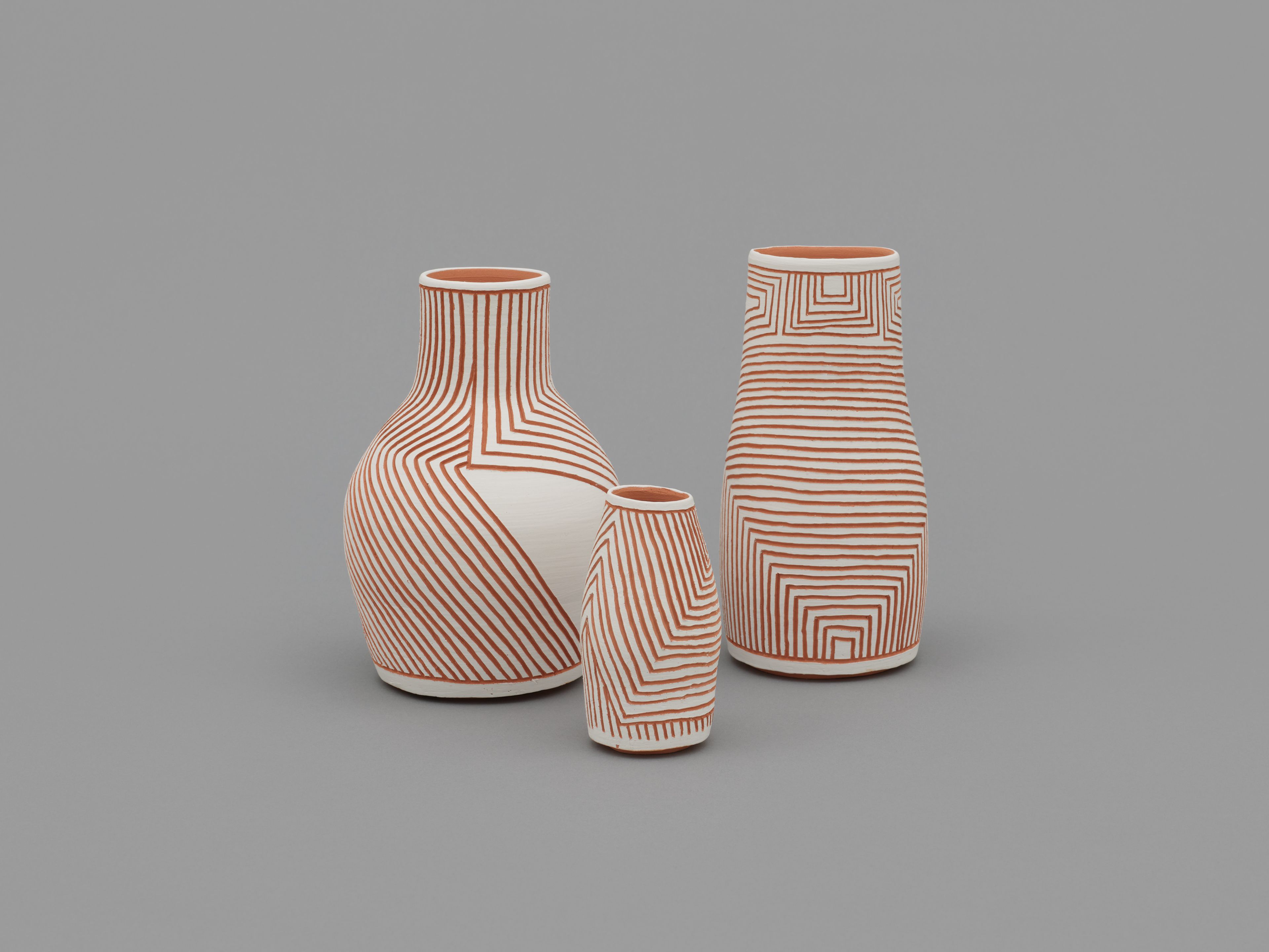 A three-part sculpture by Shio Kusaka, titled group 78, dated 2024.