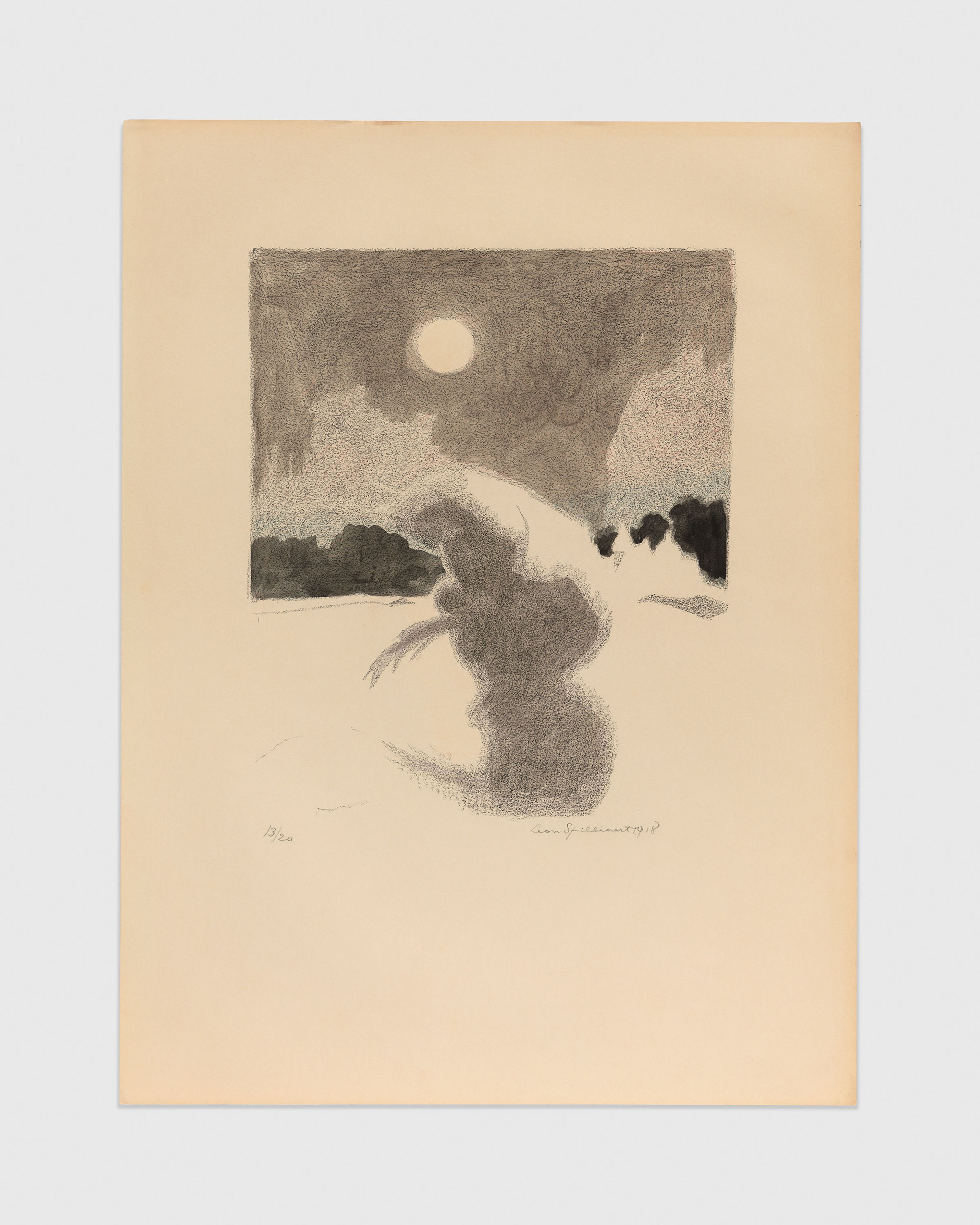 A detail from a 10-part print on paper by Léon Spilliaert, titled Les Serres chaudes (Hothouses), dated 1918.