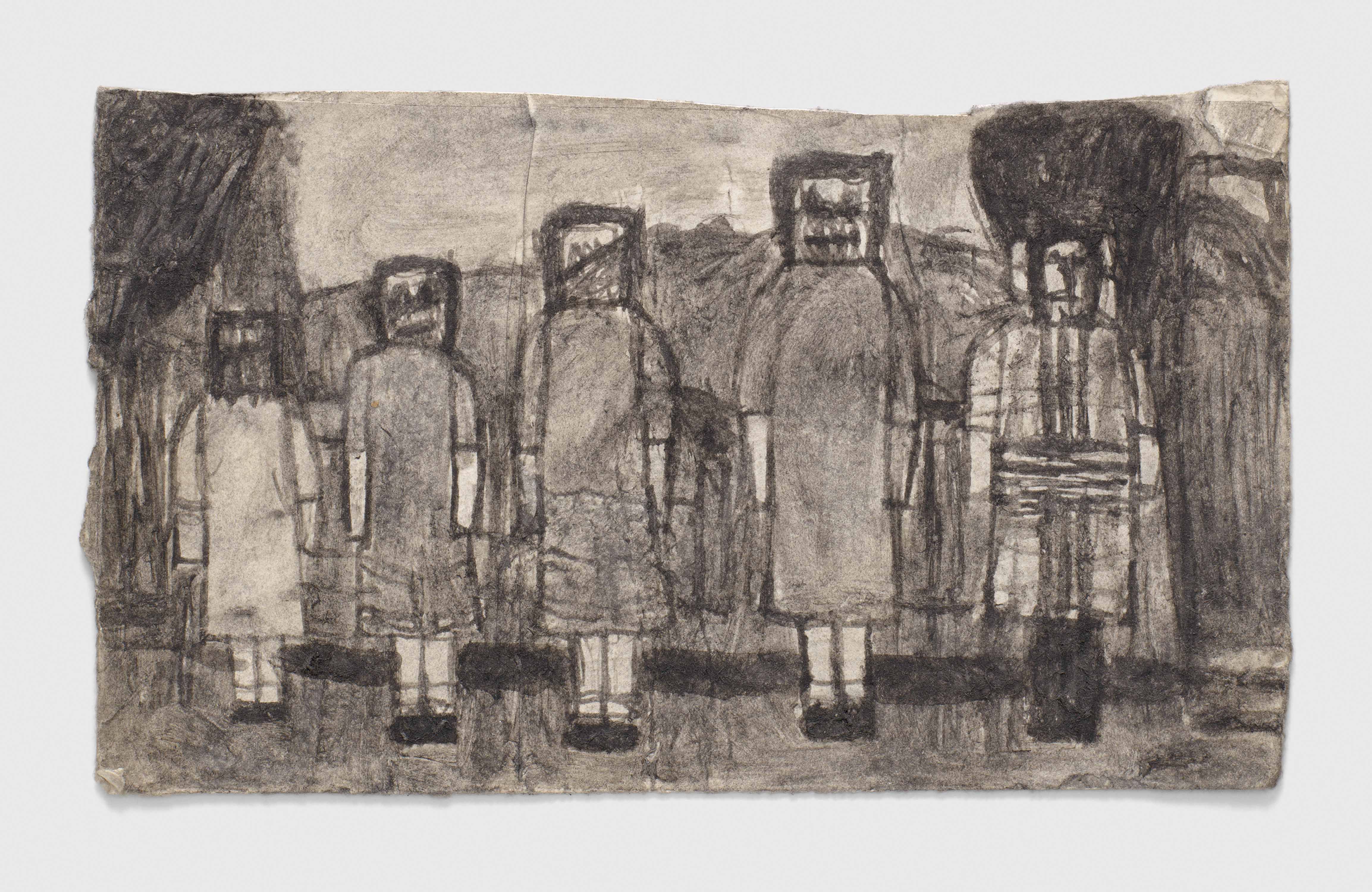 A mixed media artwork by James Castle, titled Untitled (five sisters), n.d.