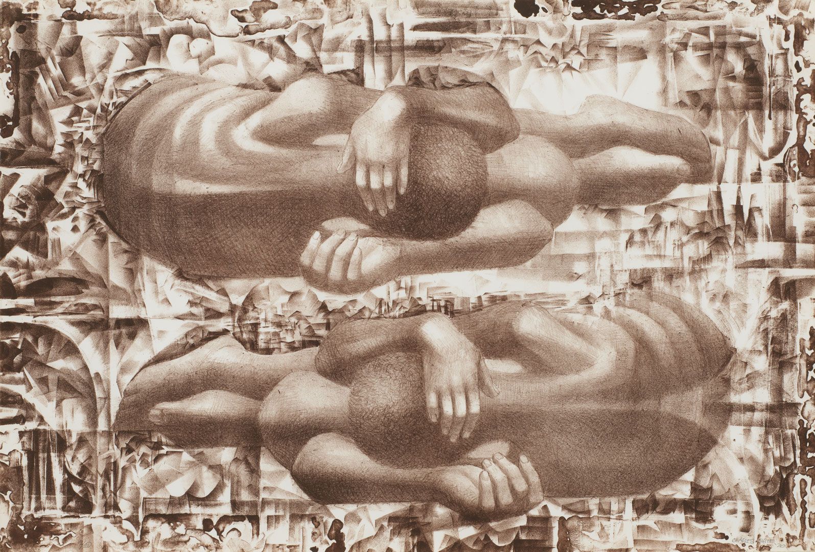 A lithograph on paper by Charles White, titled Wanted Poster Series #12, dated 1970.