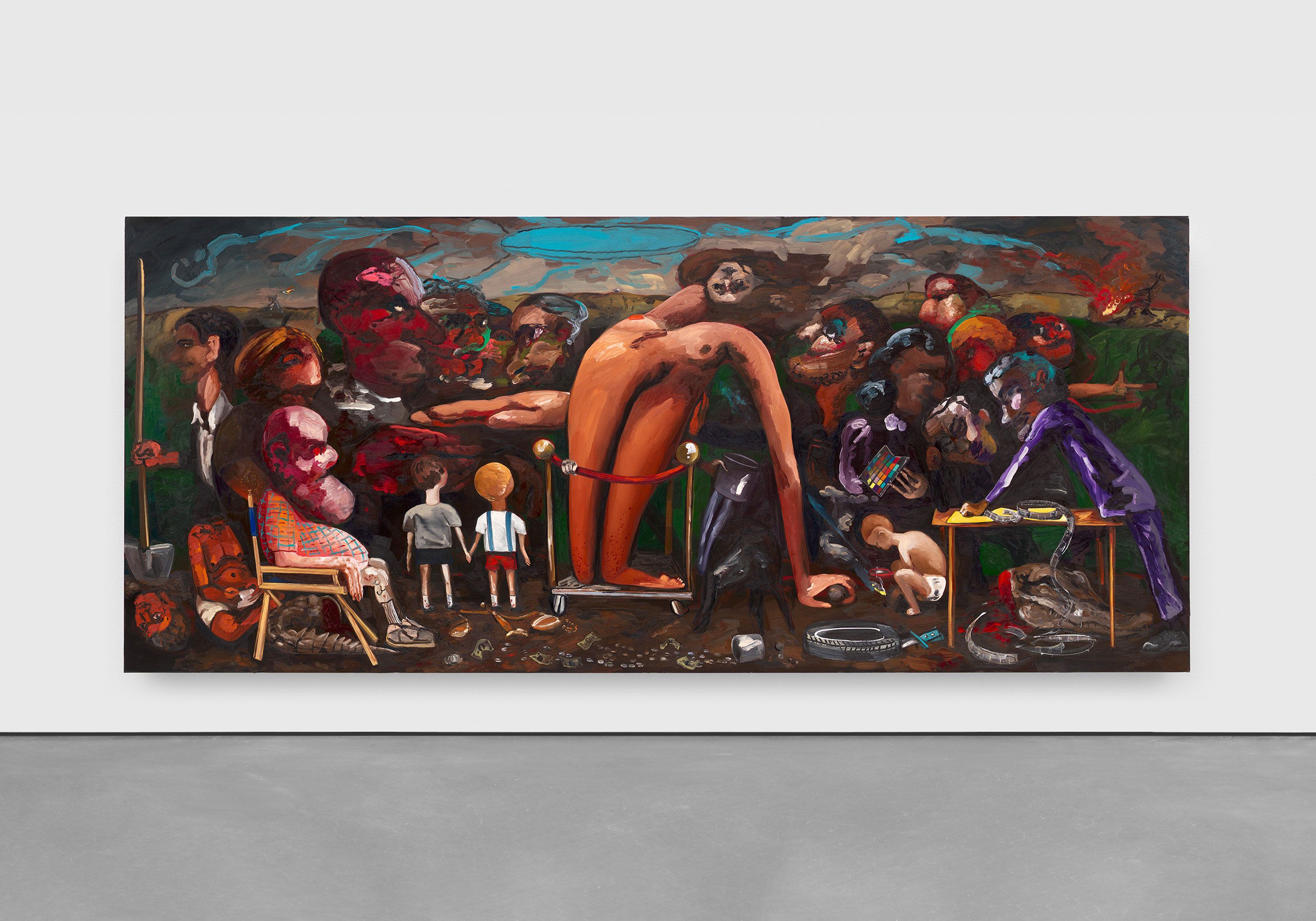A painting by Dana Schutz, titled The Gathering, dated 2023.