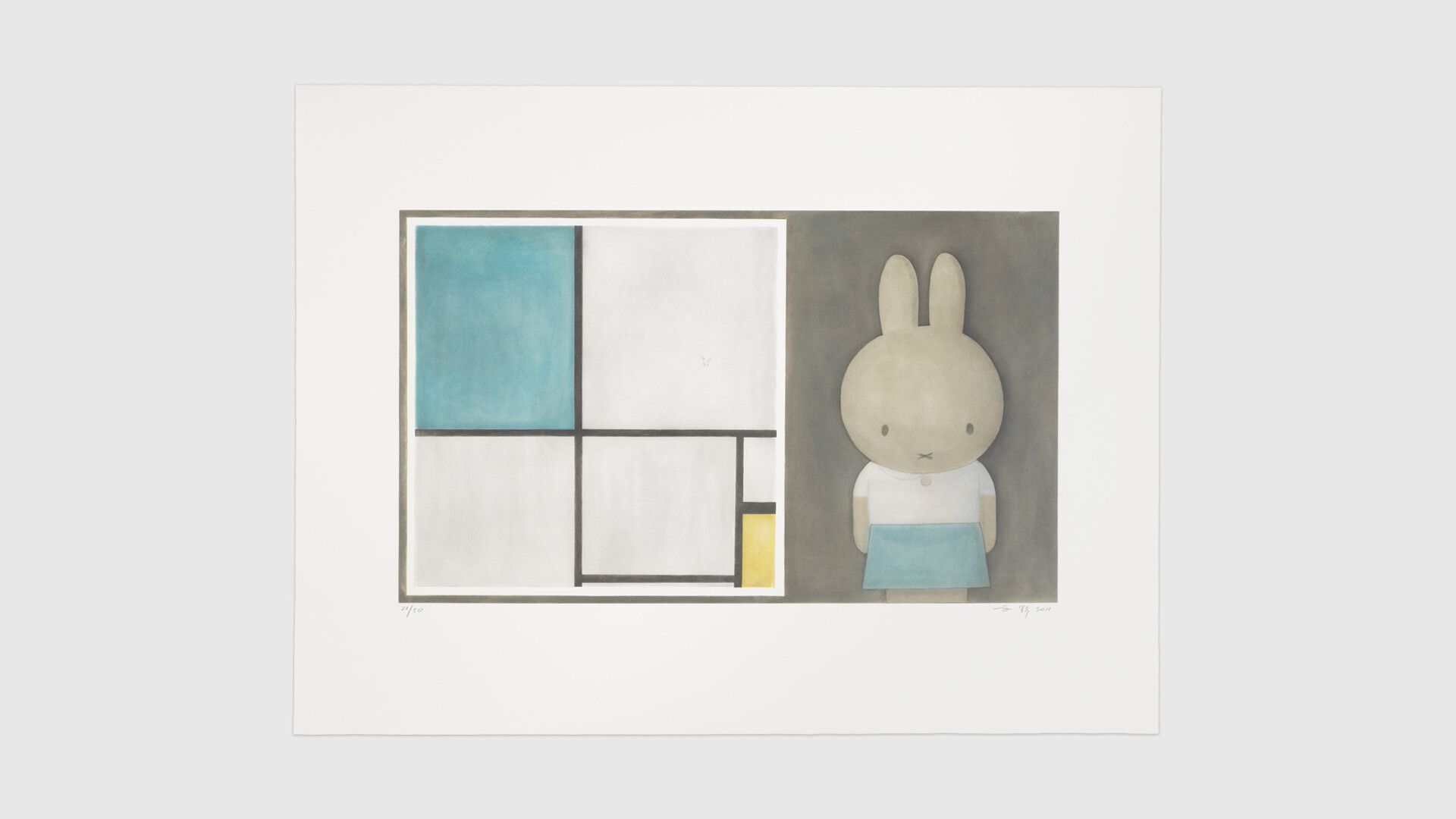 A seven-color aquatint from four copper plates on Fabriano 2RC paper by Liu Ye, titled Untitled II, dated 2010.