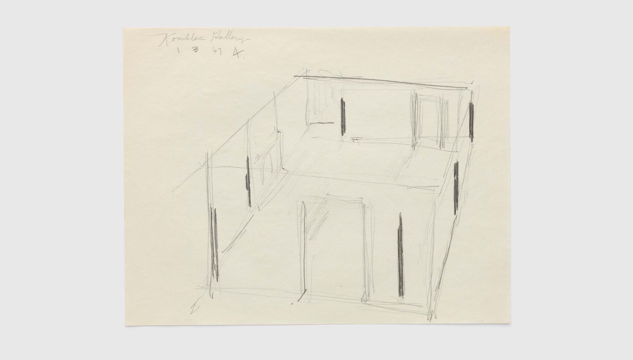 A preparatory drawing by Dan Flavin for Kornblee Gallery dated 1967