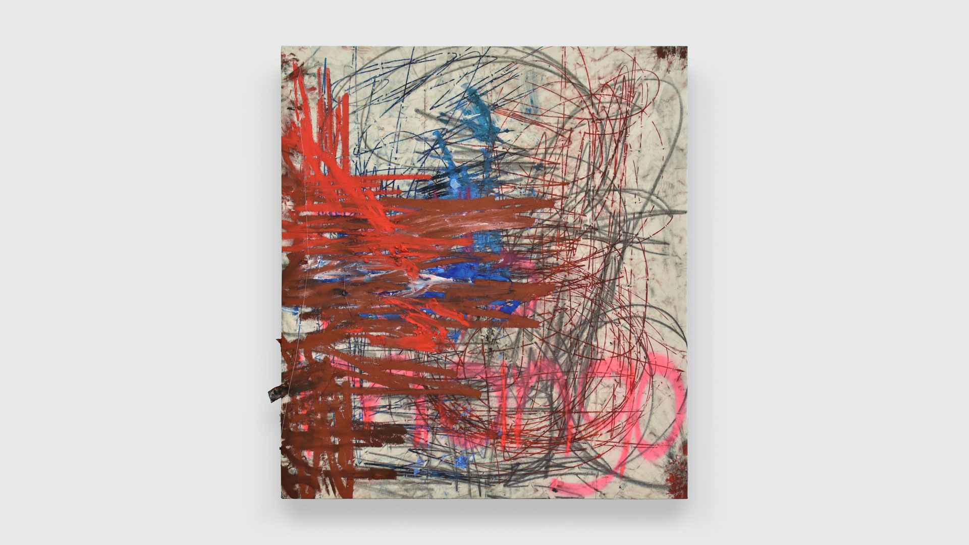 A painting by Oscar Murillo titled (untitled) ethics & aesthetics, dated 2020.
