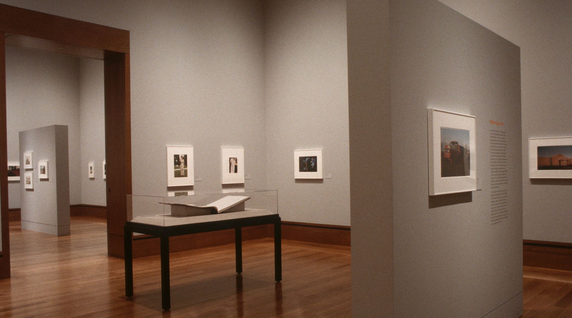 An installation view of an exhibition titled William Eggleston and the Color Tradition, at the J. Paul Getty Museum in 1999.