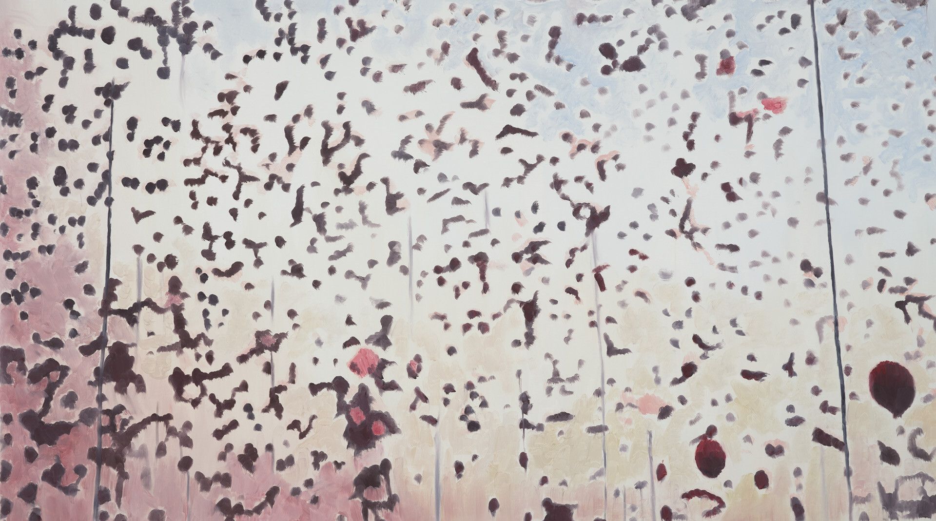 A detail from a painting by Luc Tuymans, titled Celebration, dated 2019.