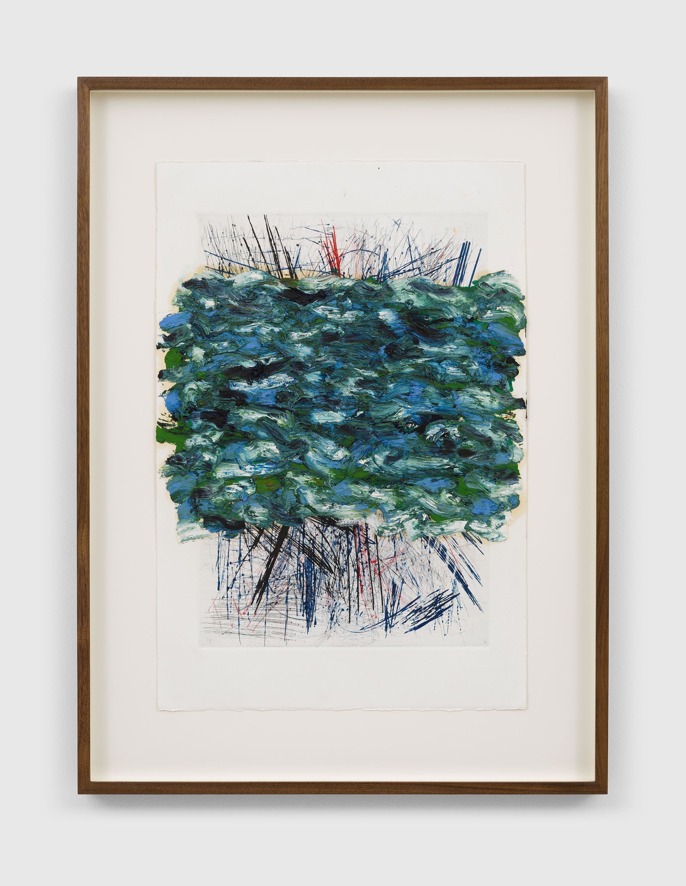 A mixed media work on paper by Oscar Murillo, titled surge (poetics of flight), dated 2021.