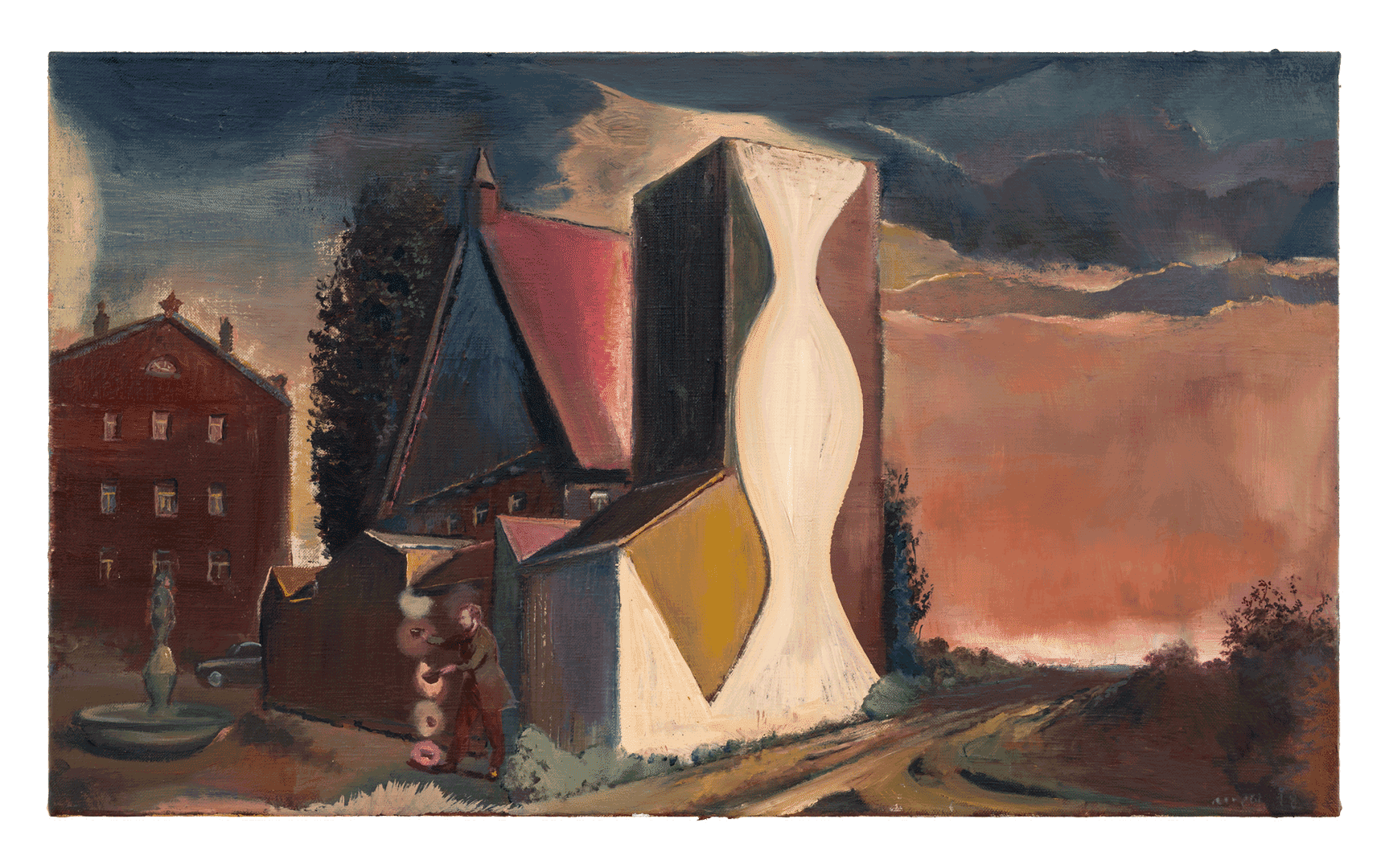 A painting by Neo Rauch, titled Töpferhof, dated 2018.