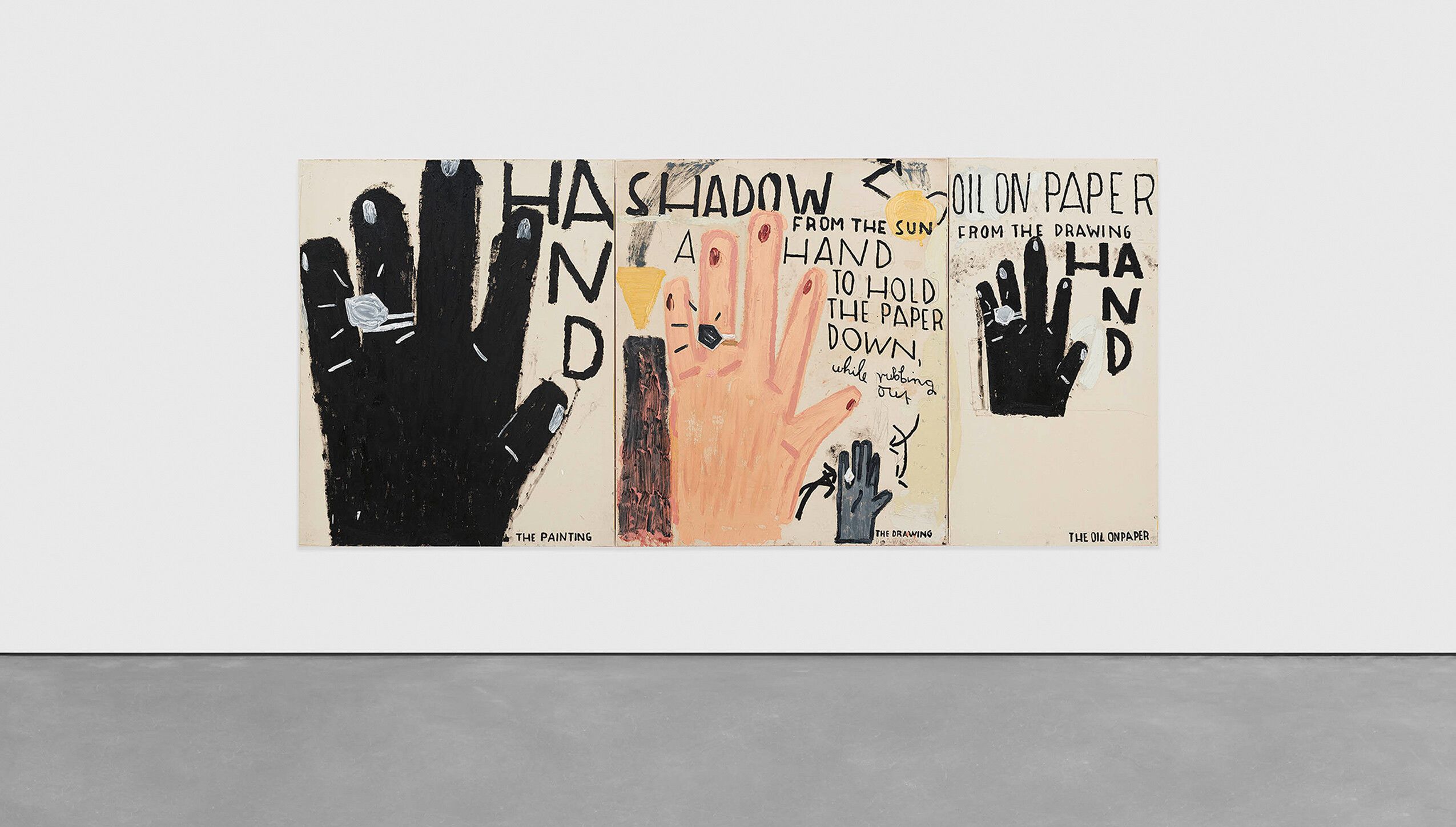 An artwork by Rose Wylie, titled HAND, Drawing as Central, dated 2022
