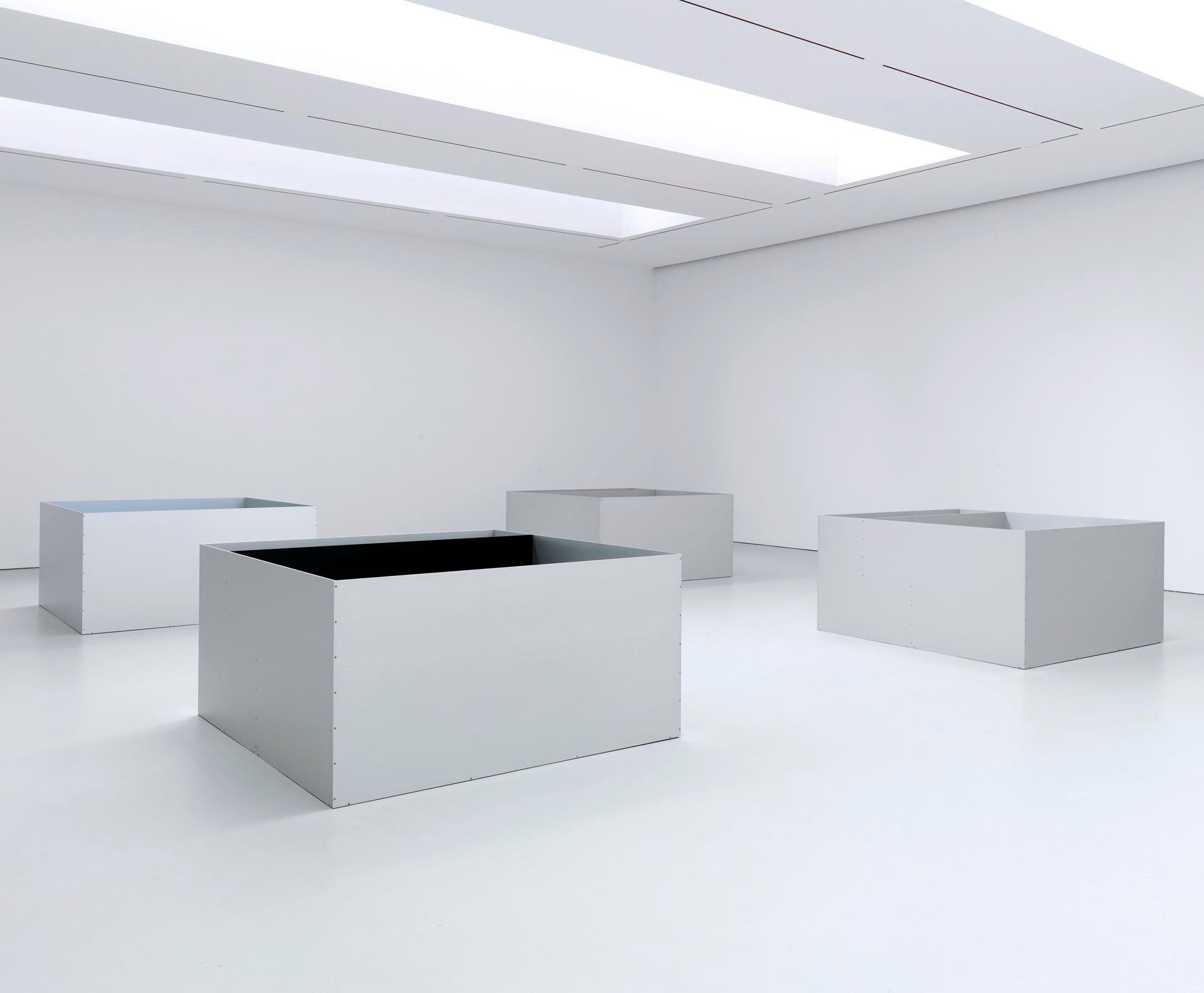 Installation view of the exhibition Donald Judd at David Zwirner in New York, dated 2011.
