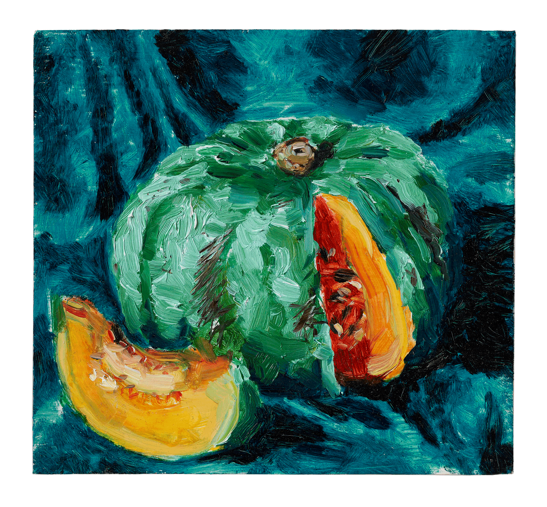A painting by Spike Blake, titled Pumpkin