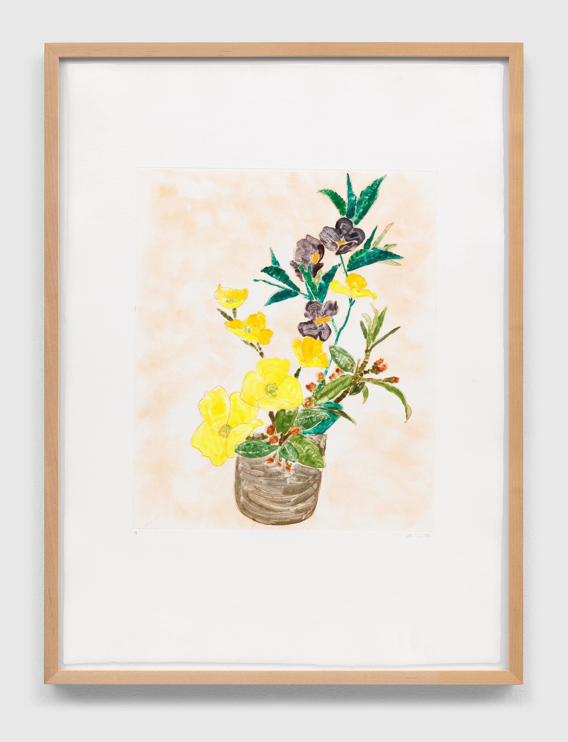 A print by Hayley Barker, titled Wingate Farm Welcome Bouquet 7, dated 2023.