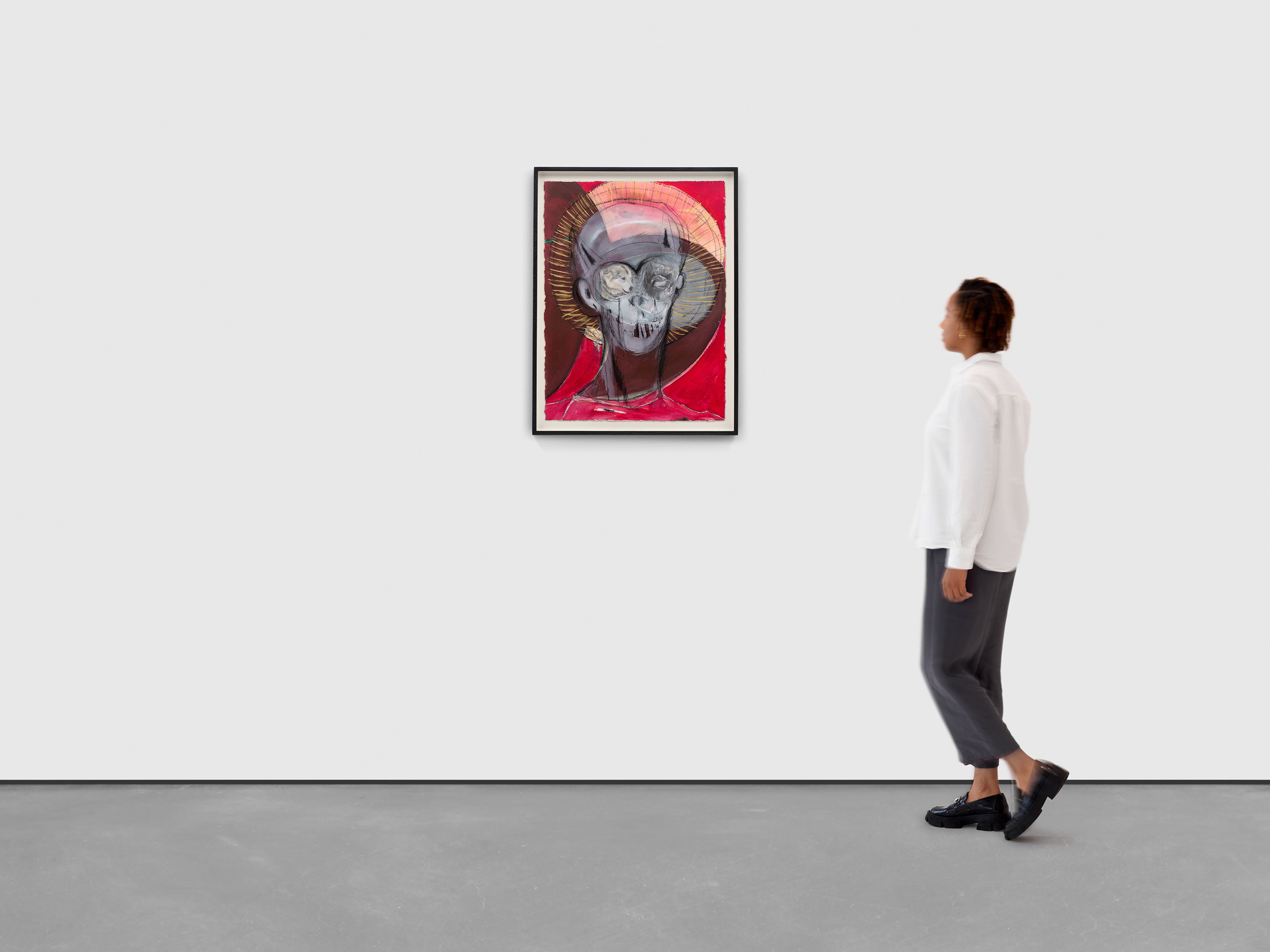 An untitled work on paper by Huma Bhabha, dated 2025.